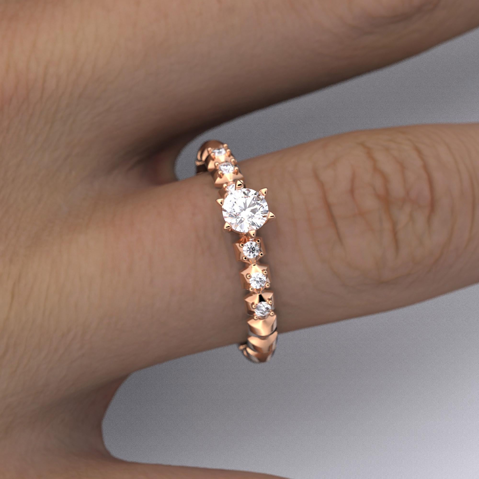 En vente :  Bague de fiançailles en or massif 14 carats avec diamants de 0,32 carat, fabrication italienne 10