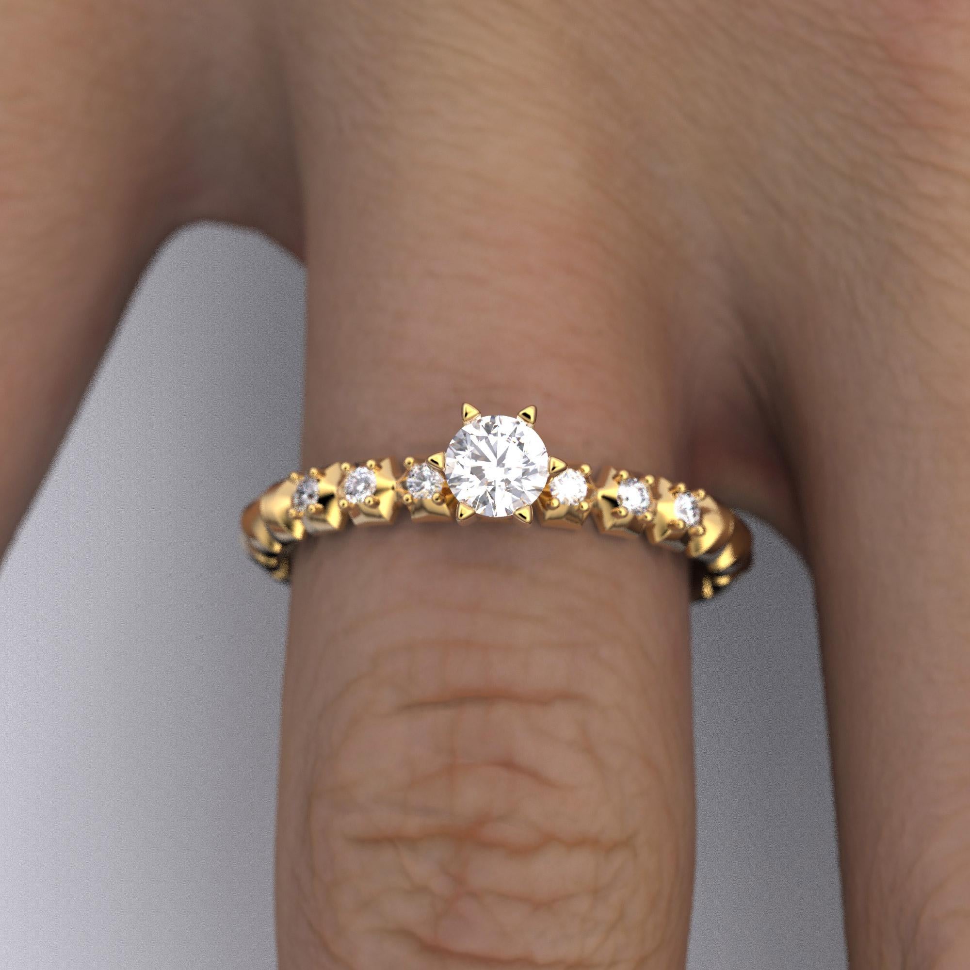 For Sale:  Italian-Made 0.32 Carat Diamond Engagement Ring in 14k Solid Gold 11