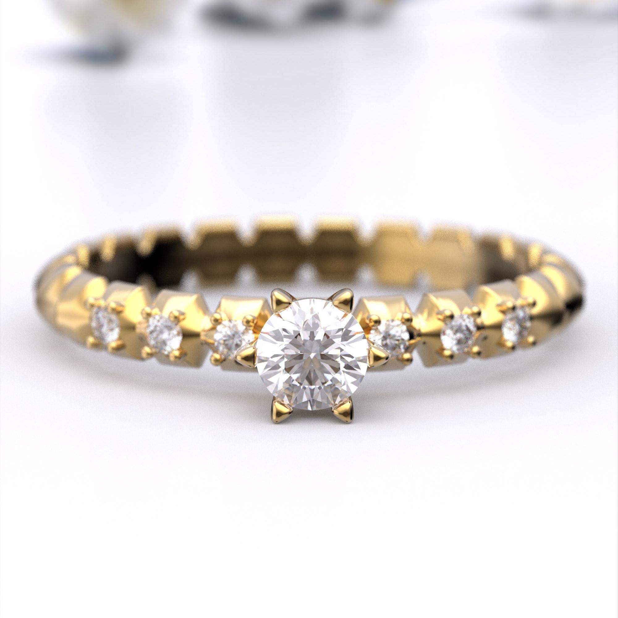 For Sale:  Italian-Made 0.32 Carat Diamond Engagement Ring in 14k Solid Gold 4
