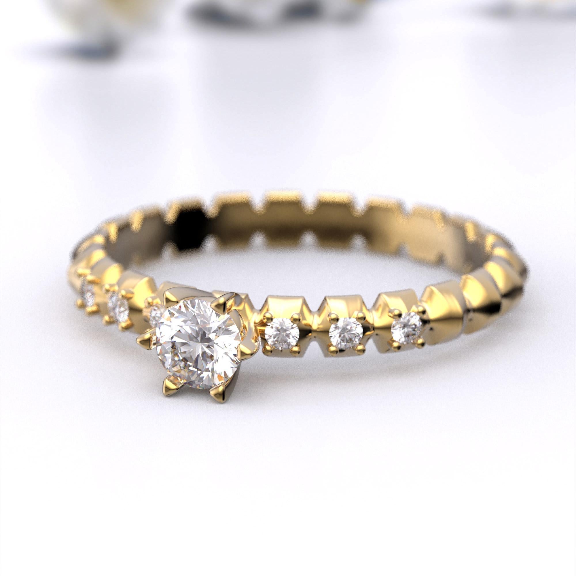 En vente :  Bague de fiançailles en or massif 14 carats avec diamants de 0,32 carat, fabrication italienne 5