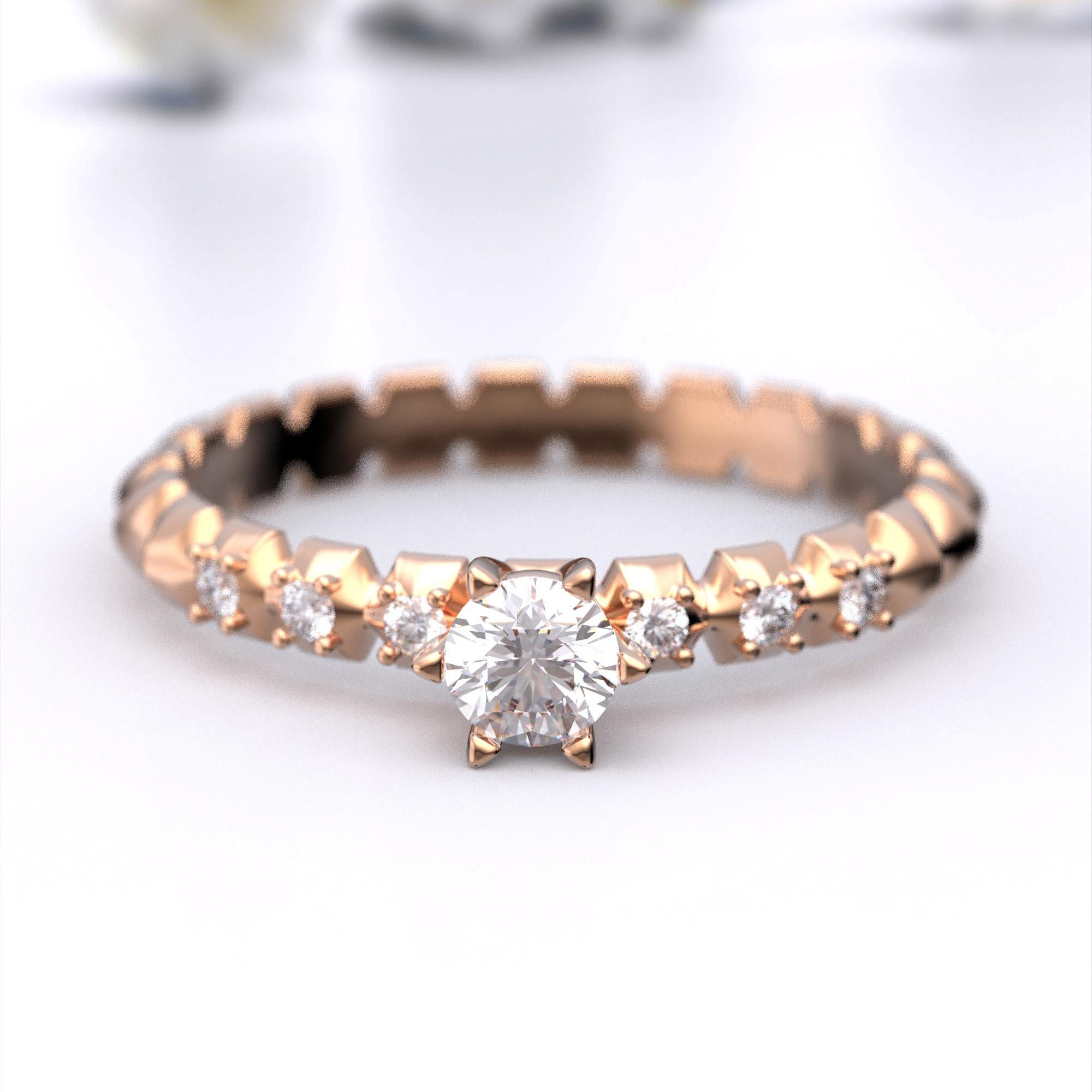 En vente :  Bague de fiançailles en or massif 14 carats avec diamants de 0,32 carat, fabrication italienne 6