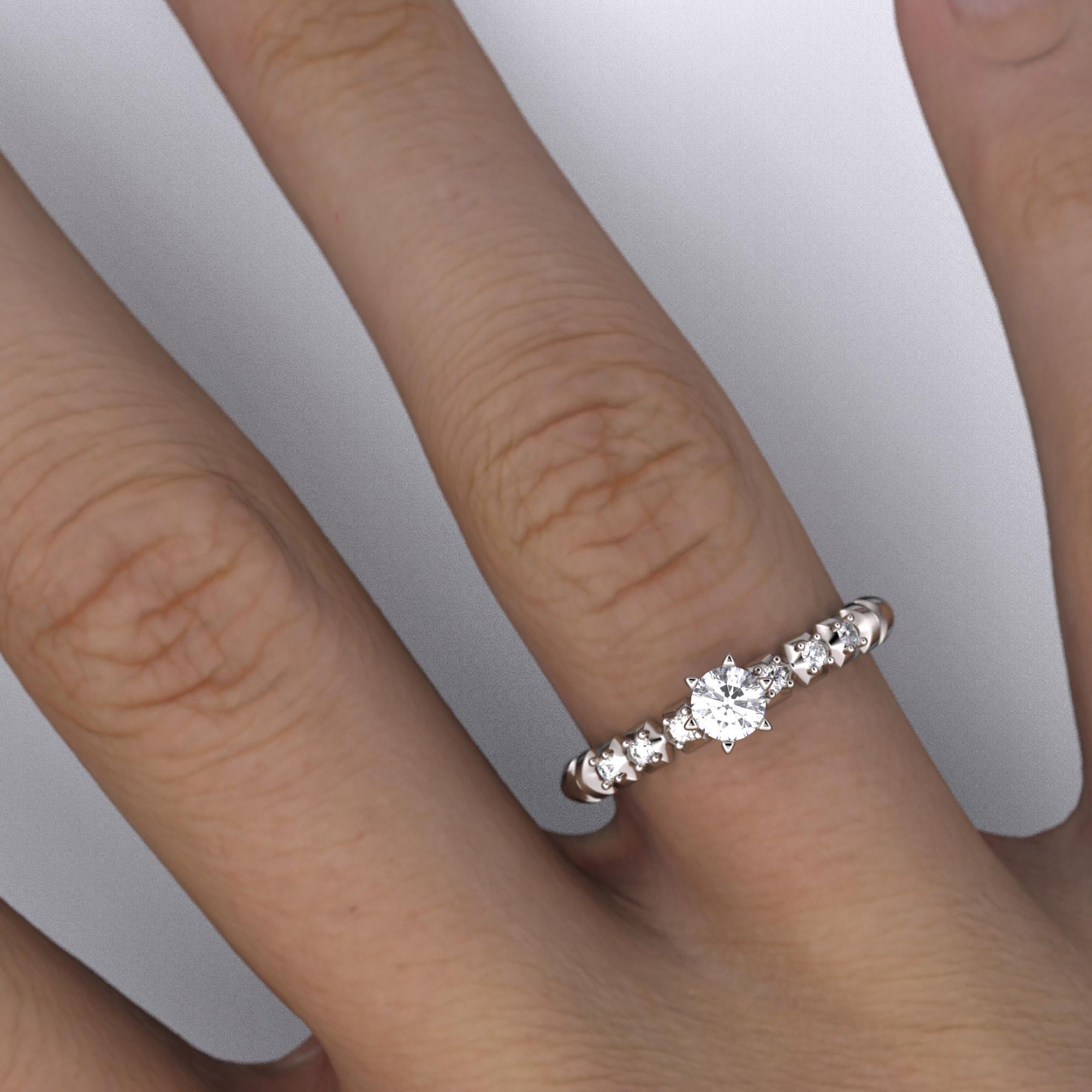 Im Angebot: Verlobungsring aus 14 Karat massivem Gold mit 0,32 Karat Diamanten im italienischen Stil () 9