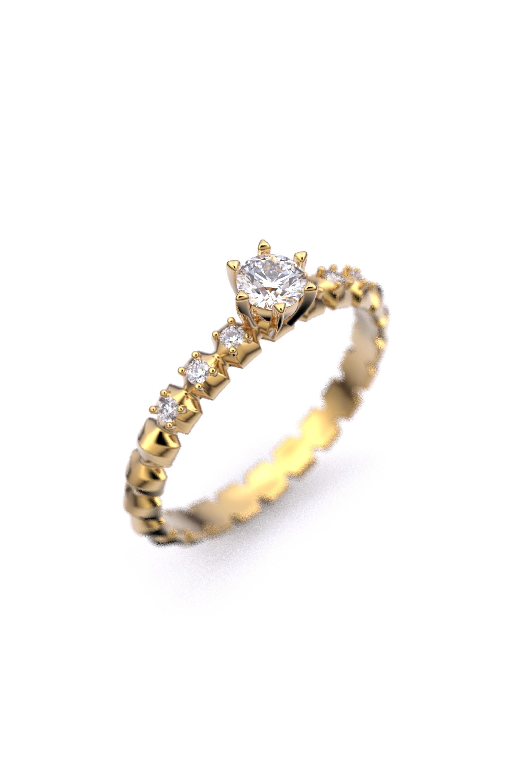 For Sale:  Italian-Made 0.32 Carat Diamond Engagement Ring in 18k Solid Gold 12