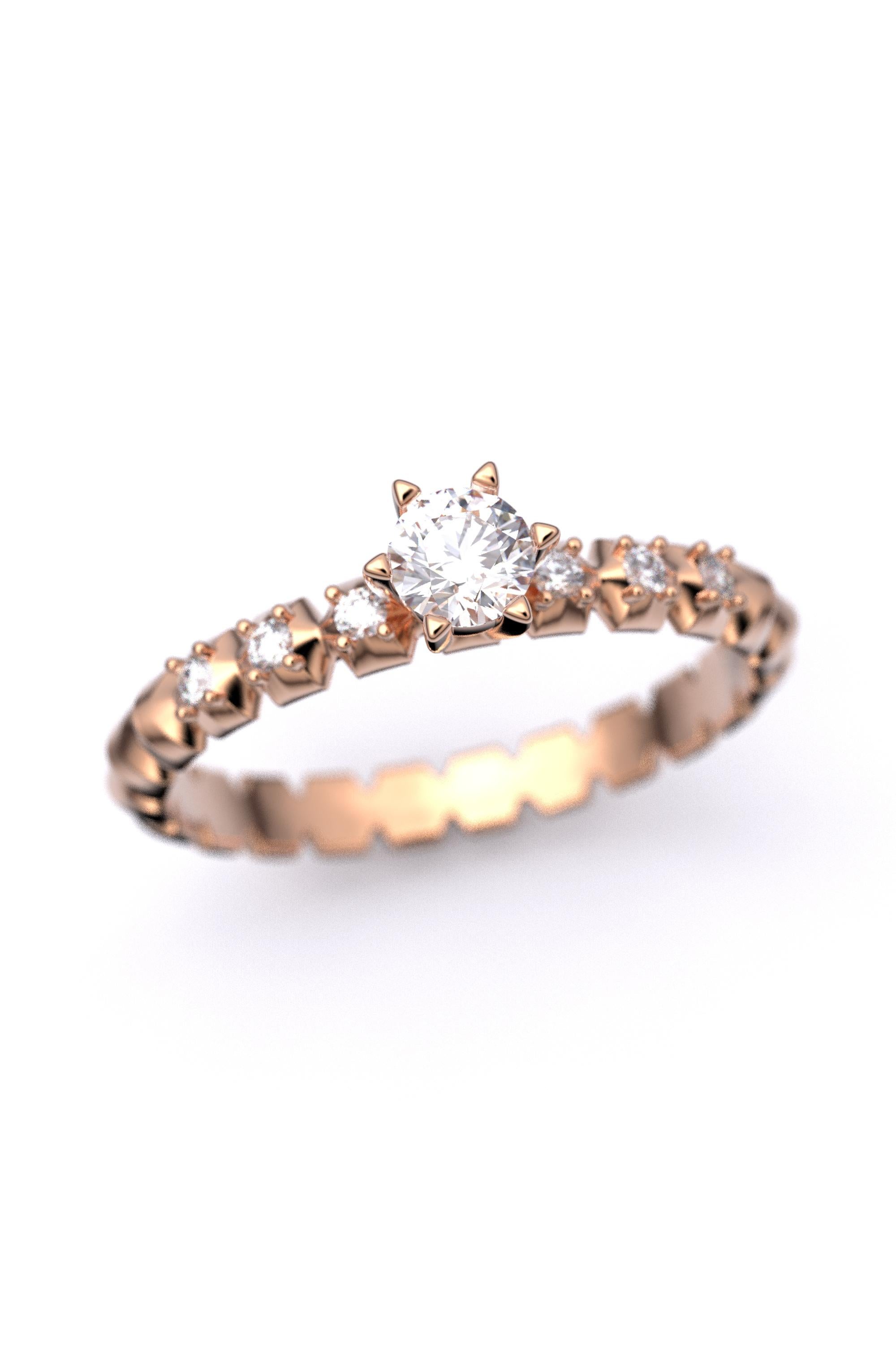 For Sale:  Italian-Made 0.32 Carat Diamond Engagement Ring in 18k Solid Gold 14