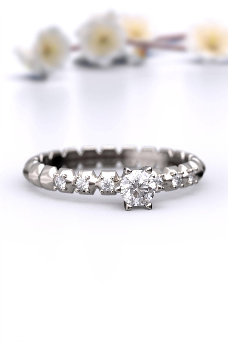 Bague Or 18 Carats Avec Diamants 0,14 Carat - Solitaire - Taille 50