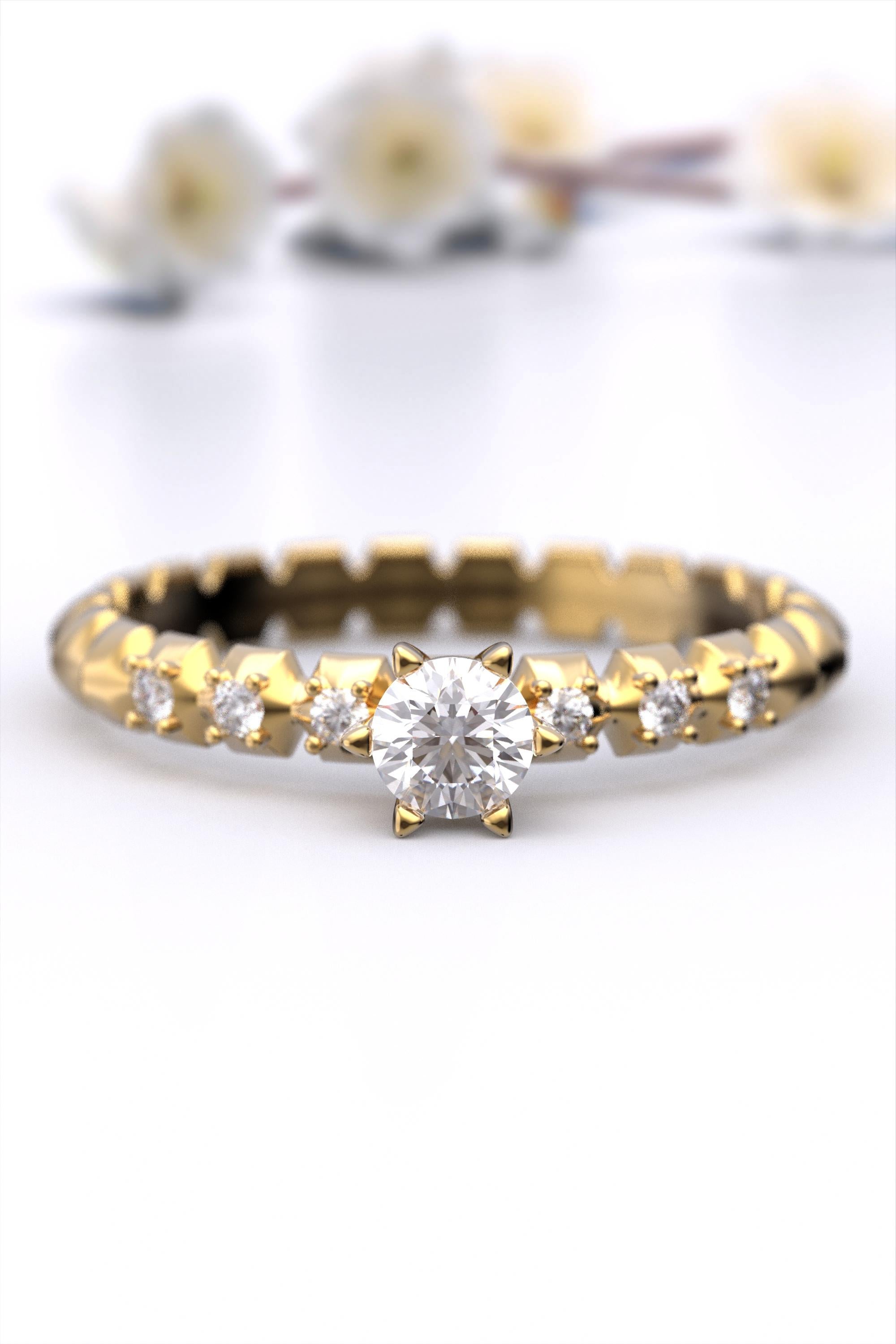 For Sale:  Italian-Made 0.32 Carat Diamond Engagement Ring in 18k Solid Gold 4