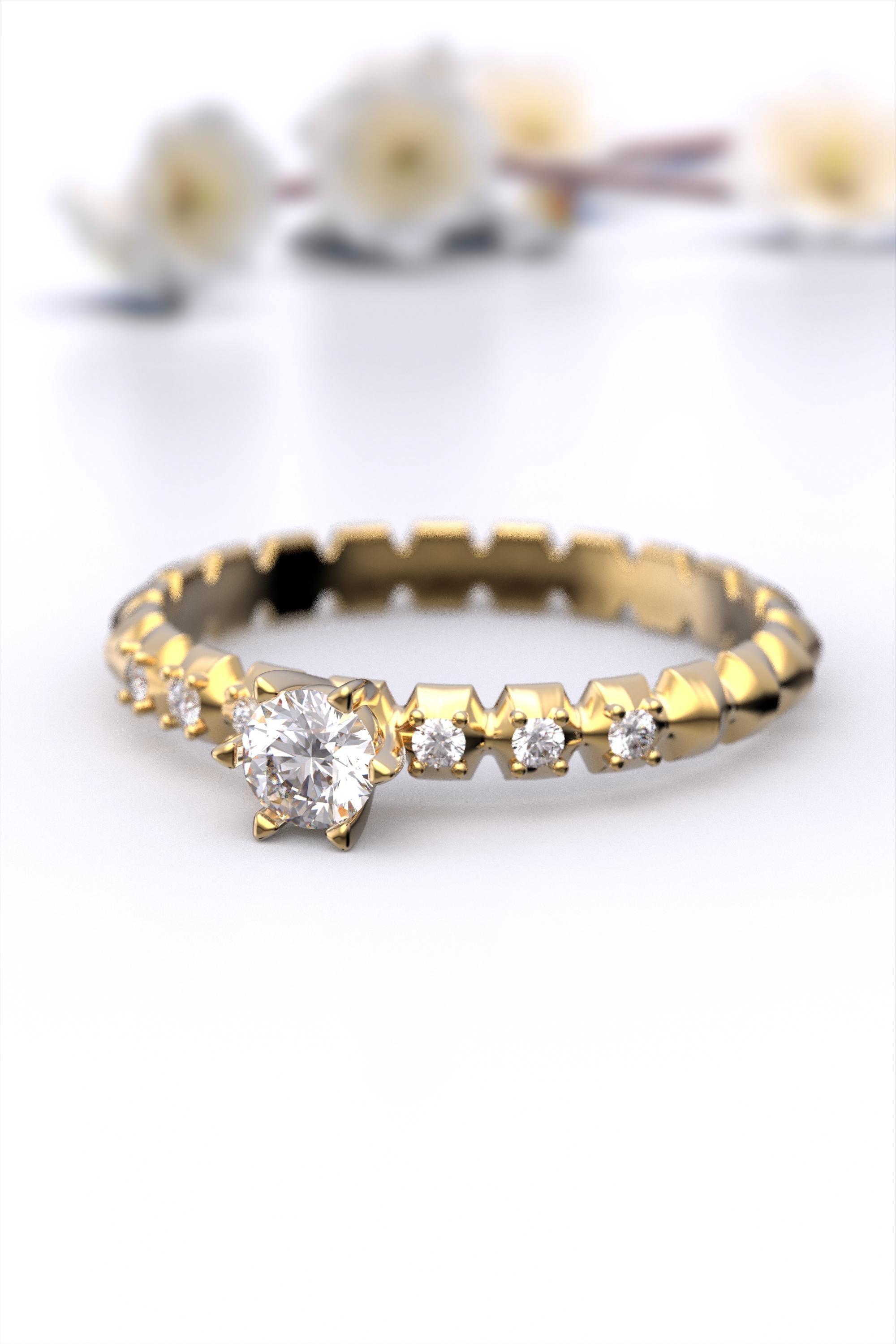 For Sale:  Italian-Made 0.32 Carat Diamond Engagement Ring in 18k Solid Gold 5