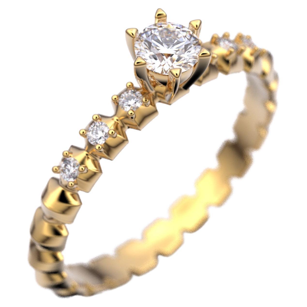 Bague de fiançailles en or massif 18 carats avec diamants de 0,32 carat, fabrication italienne