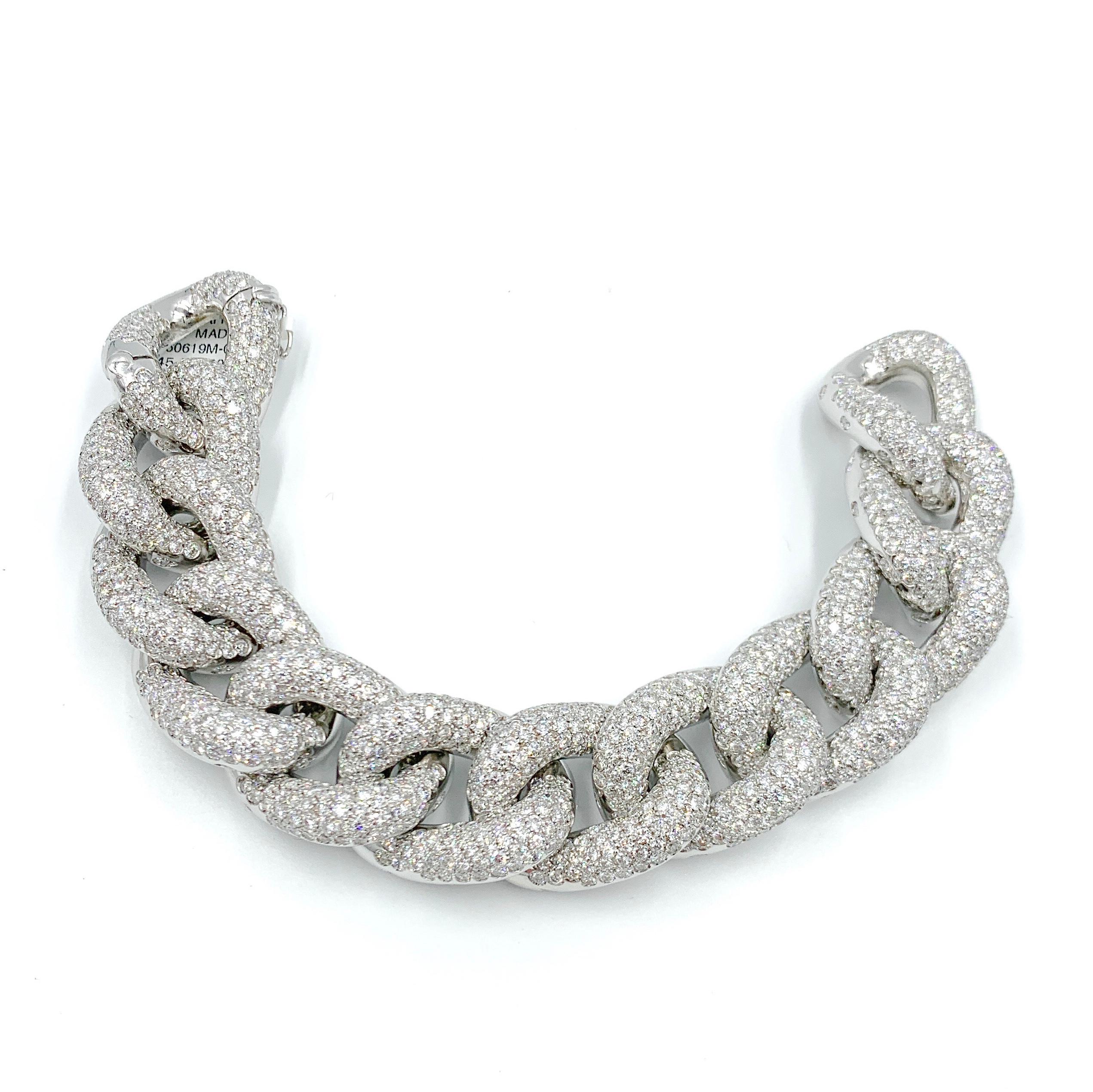 Contemporary Italian Made 18 Karat White Gold Diamond Bracelet