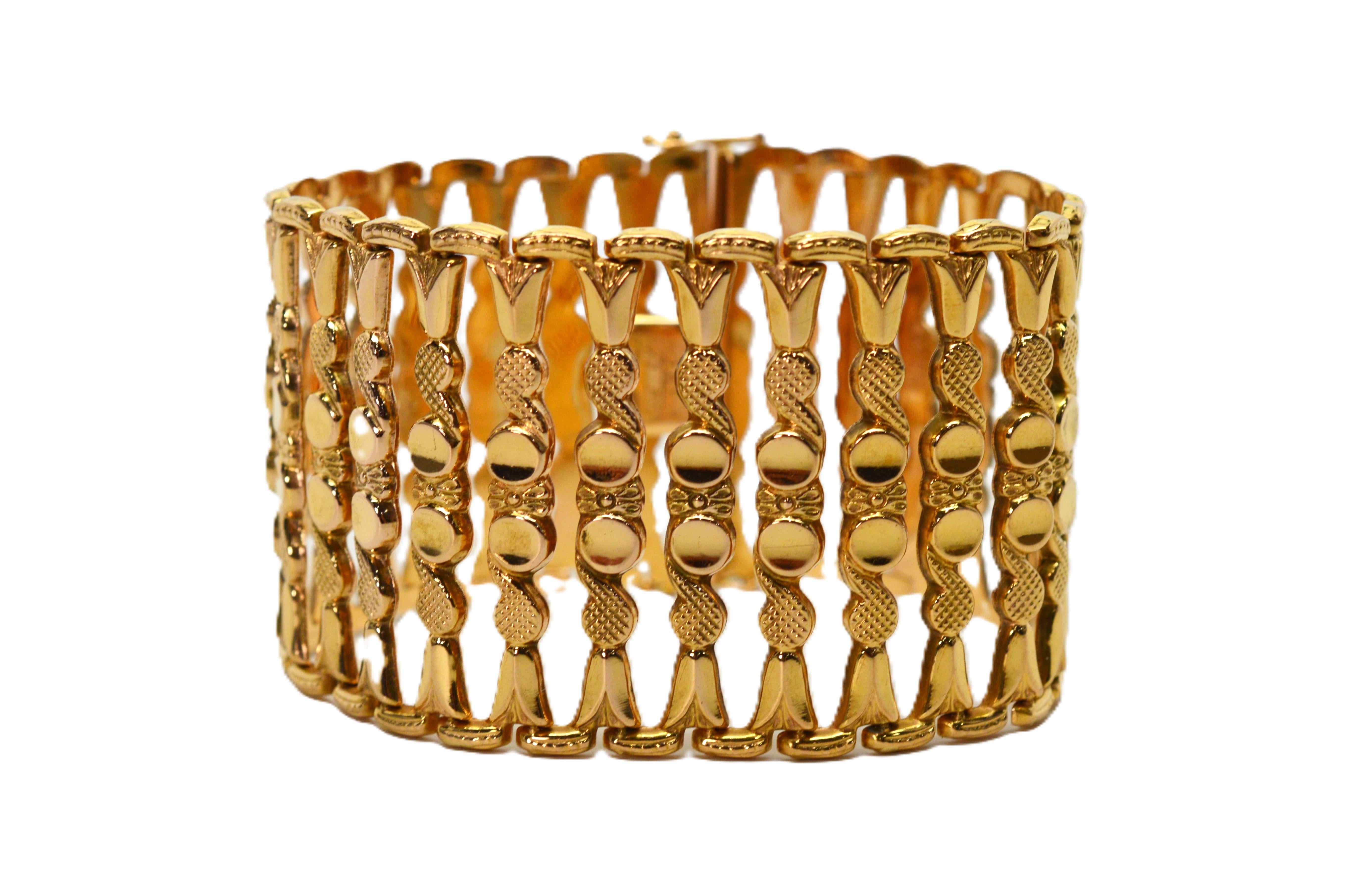 Bracelet italien à maillons larges en or jaune 18 carats en vente 2