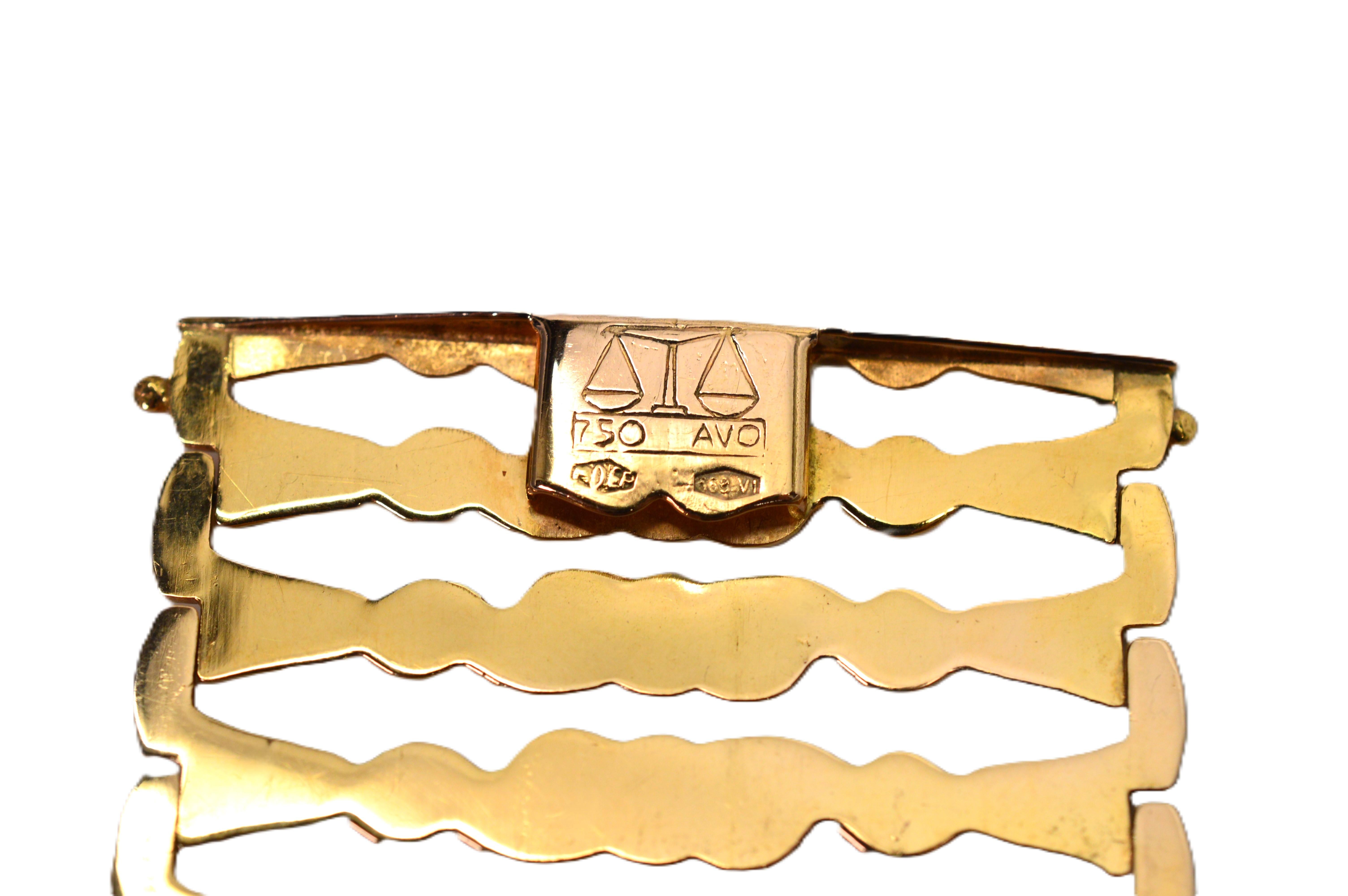 Bracelet italien à maillons larges en or jaune 18 carats en vente 1