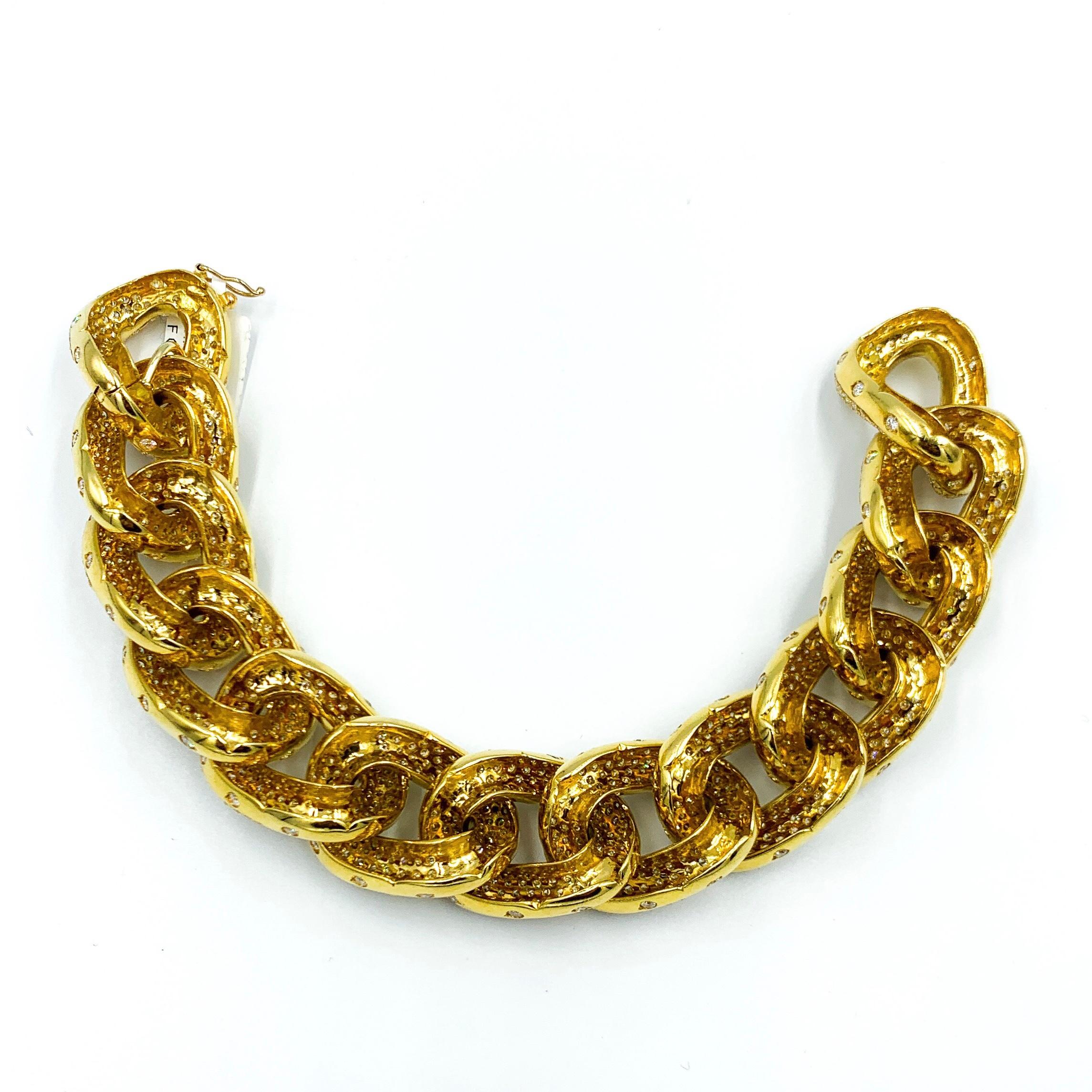 Women's or Men's Italian Made 18 Karat Carat Yellow Diamond Bracelet