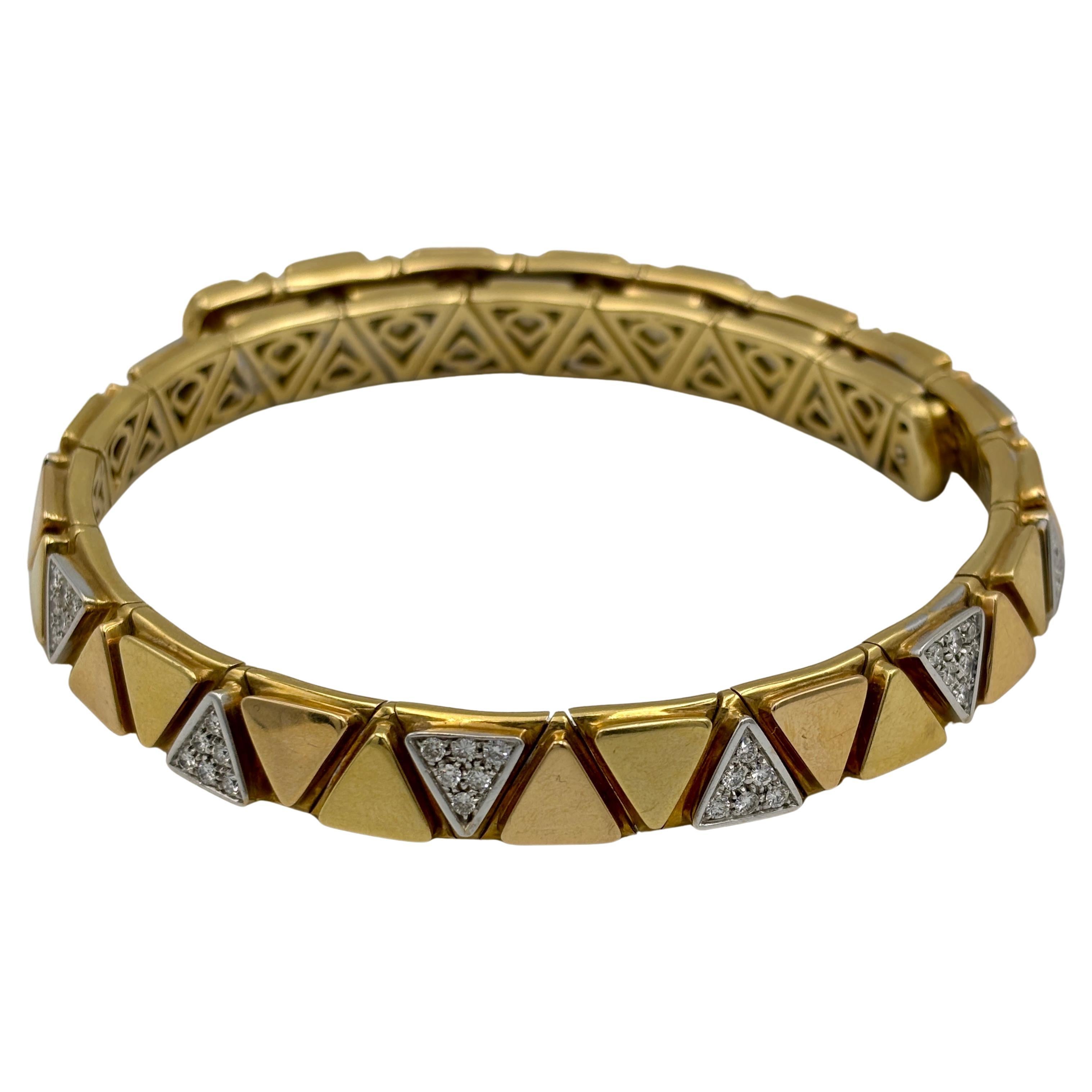 Tour de cou en or blanc et jaune 18k et diamants de fabrication italienne