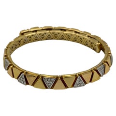 Italian made 18k white and yellow gold and diamond choker
