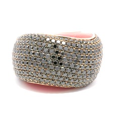 Italian Made 18KT rose Gold "Wave" Designer Ring Set with Black Diamonds