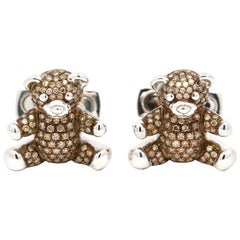 Italian Made 18KTwhite Gold "Teddy Bear" Cufflinks