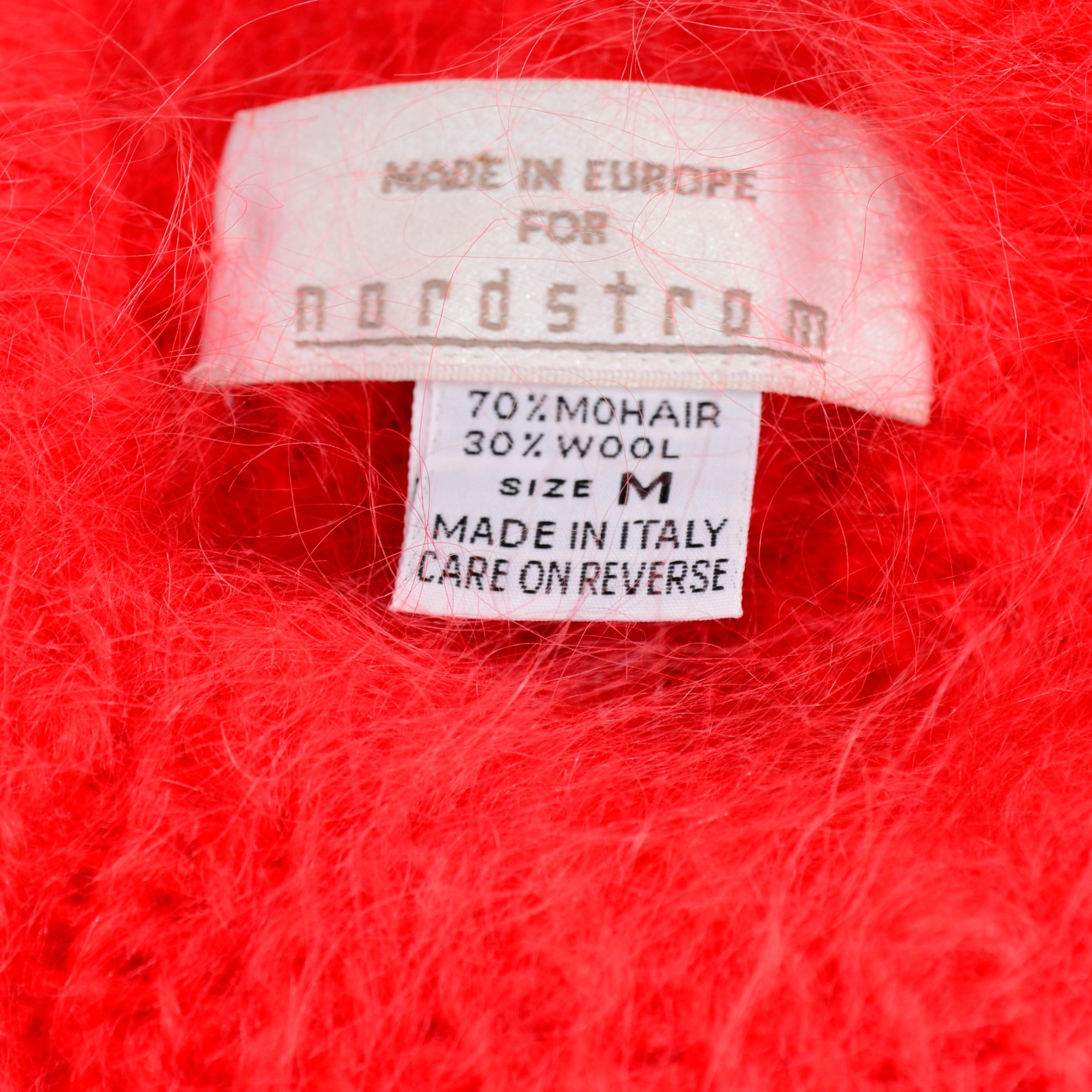 Italian Made 1980s Mohair Blend Coral Oversized Sweater or Sweater Dress  2