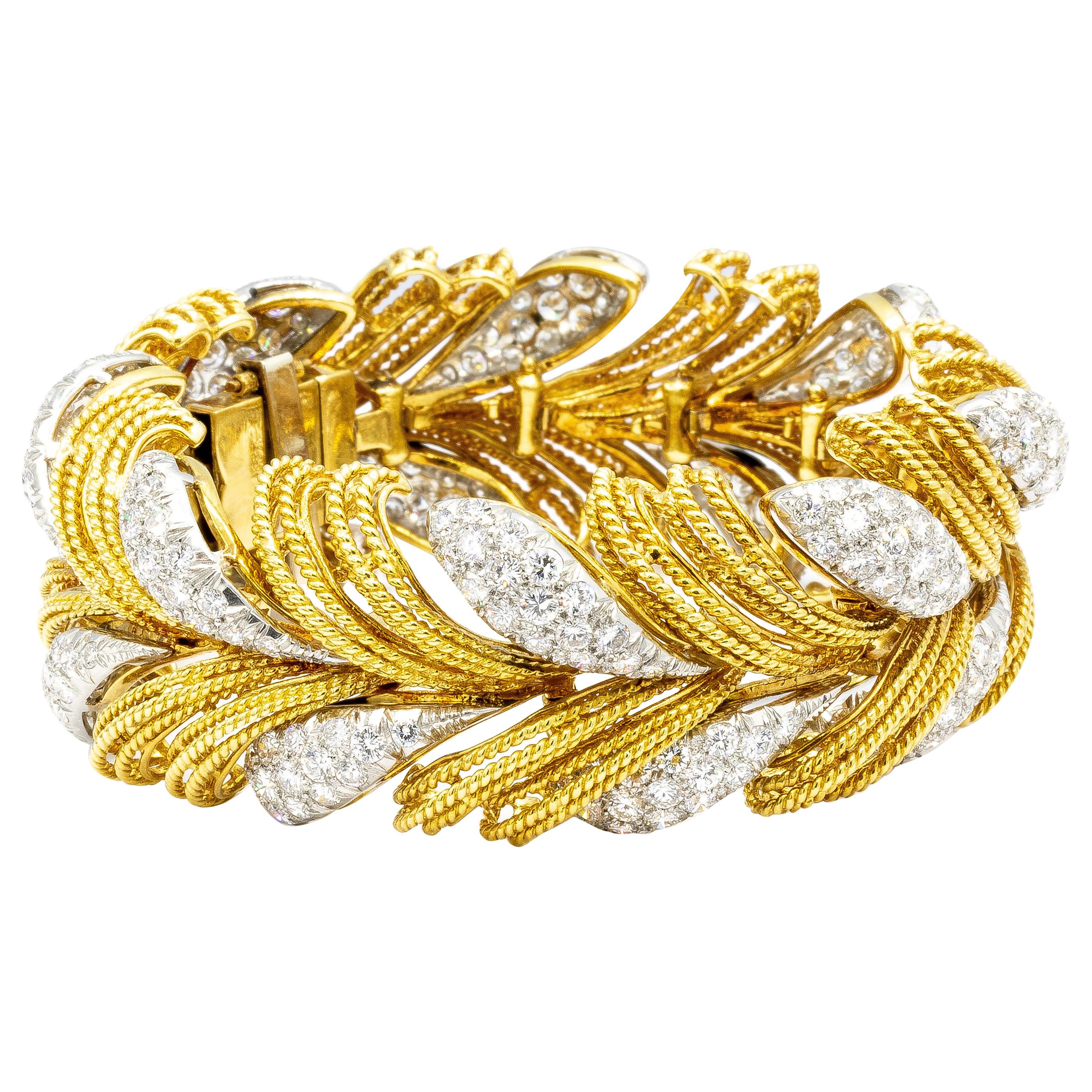 Italian Made 8 Carat Diamond Bracelet 18 Karat Gold