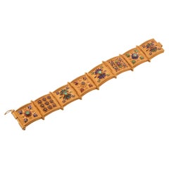 Italian Made Gold Emerald Enamel Link Bracelet Italian Made Gold Emerald Enamel Link Bracelet