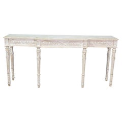 Italian-Made Louis XVI Carved Painted Console Sofa Table
