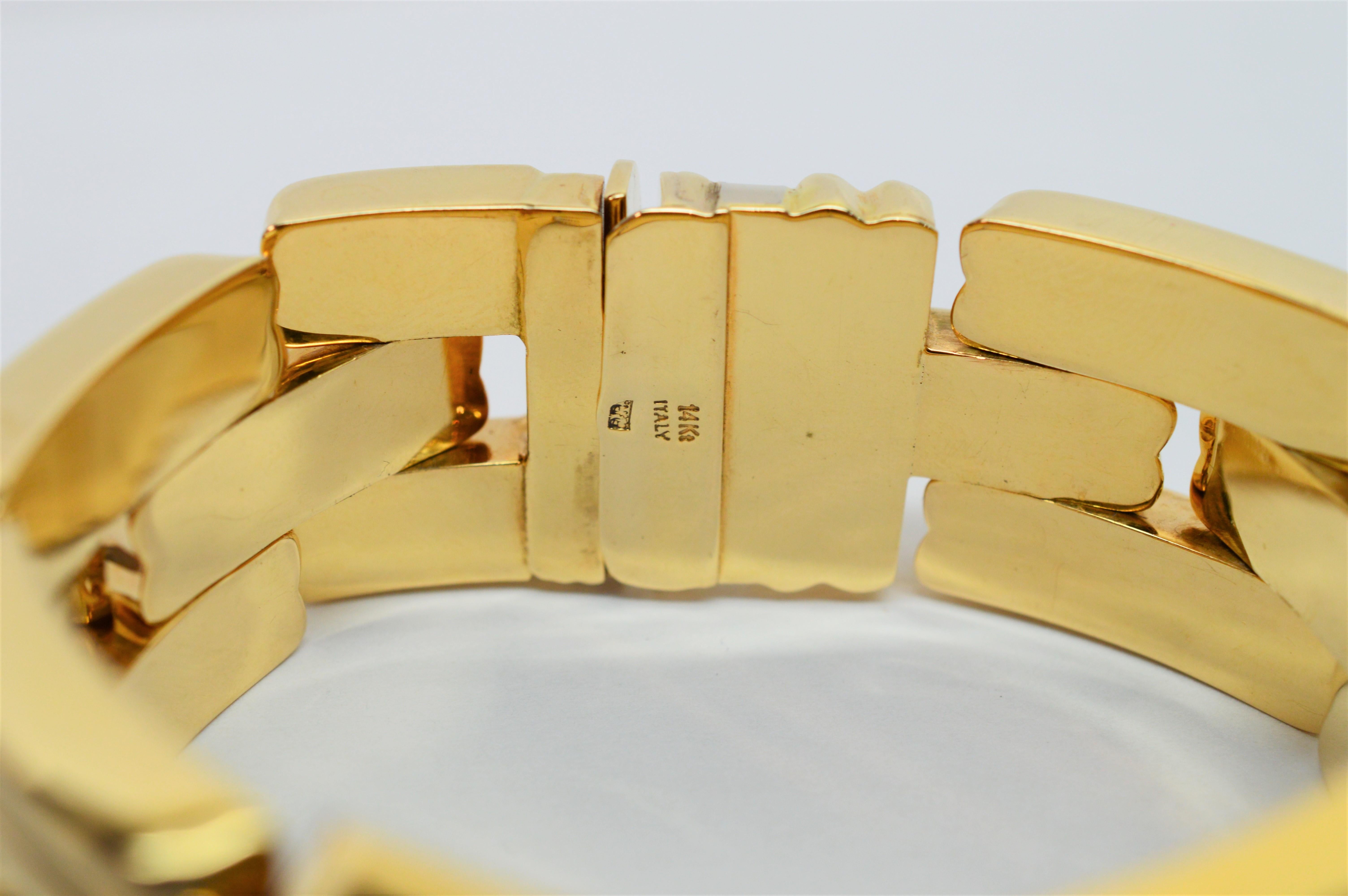 Italian Made Retro Style Yellow Gold Link Bracelet For Sale 4
