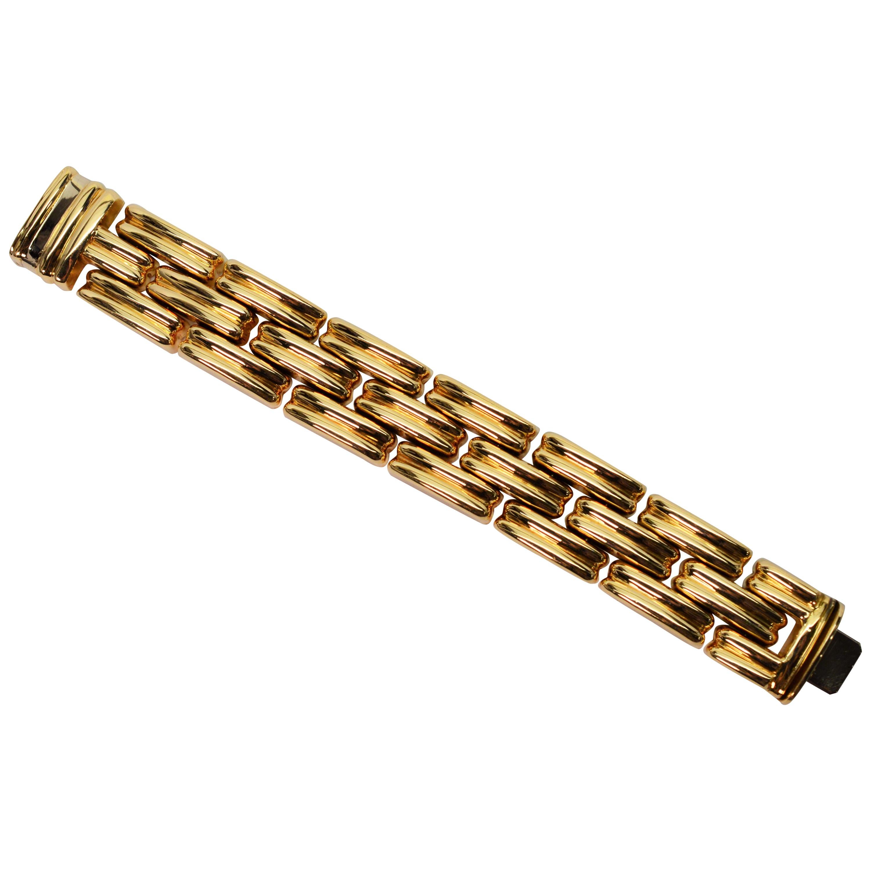 Italian Made Retro Style Yellow Gold Link Bracelet