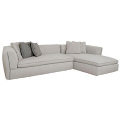 Nubby Woven Pearl Colored Upholstered Italian Made Sectional Sofa, Cassina