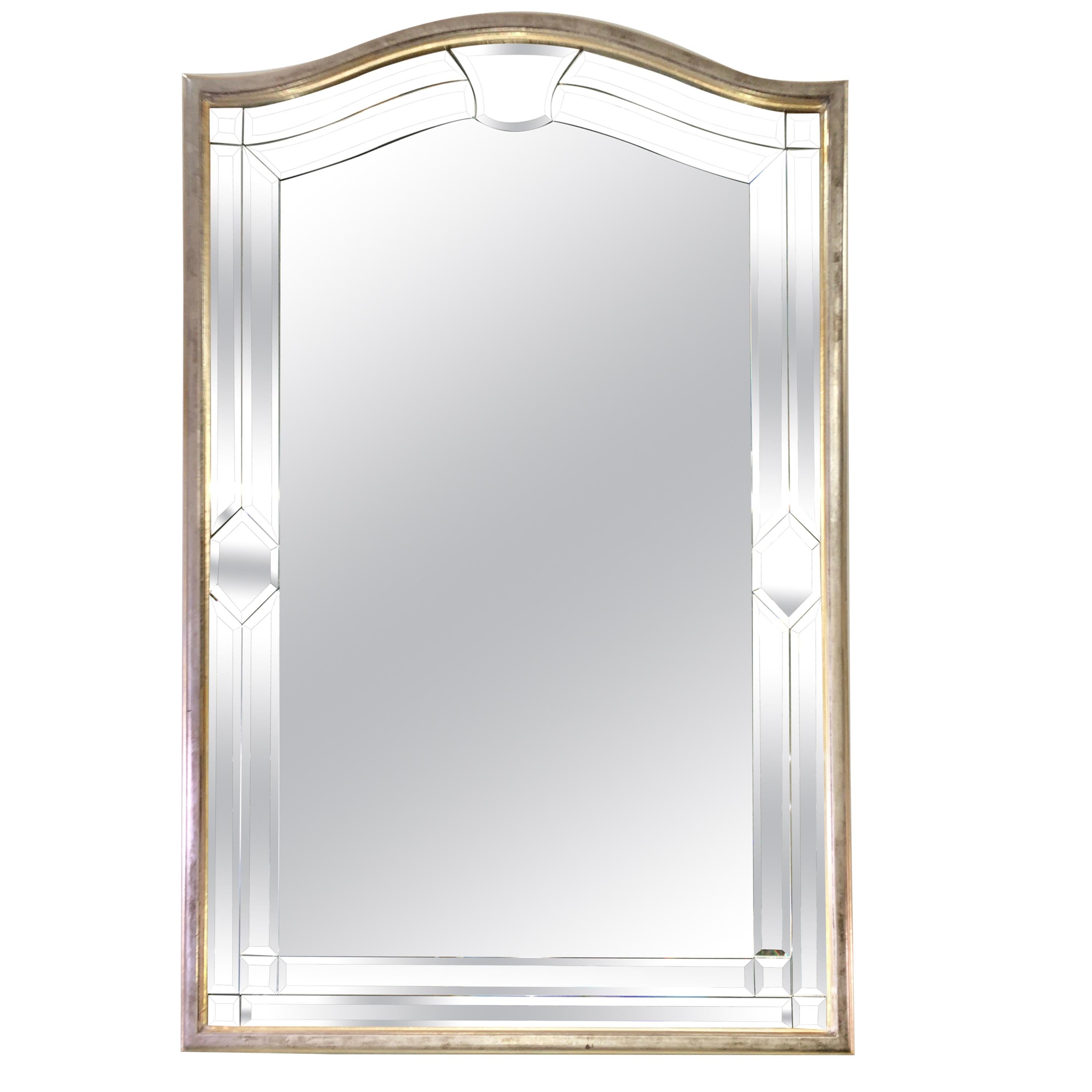 Italian Made Silver Leaf Beveled Mirror by Decorative Crafts
