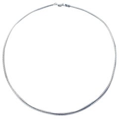 Italian Made Sterling Silver Collar Framing Necklace