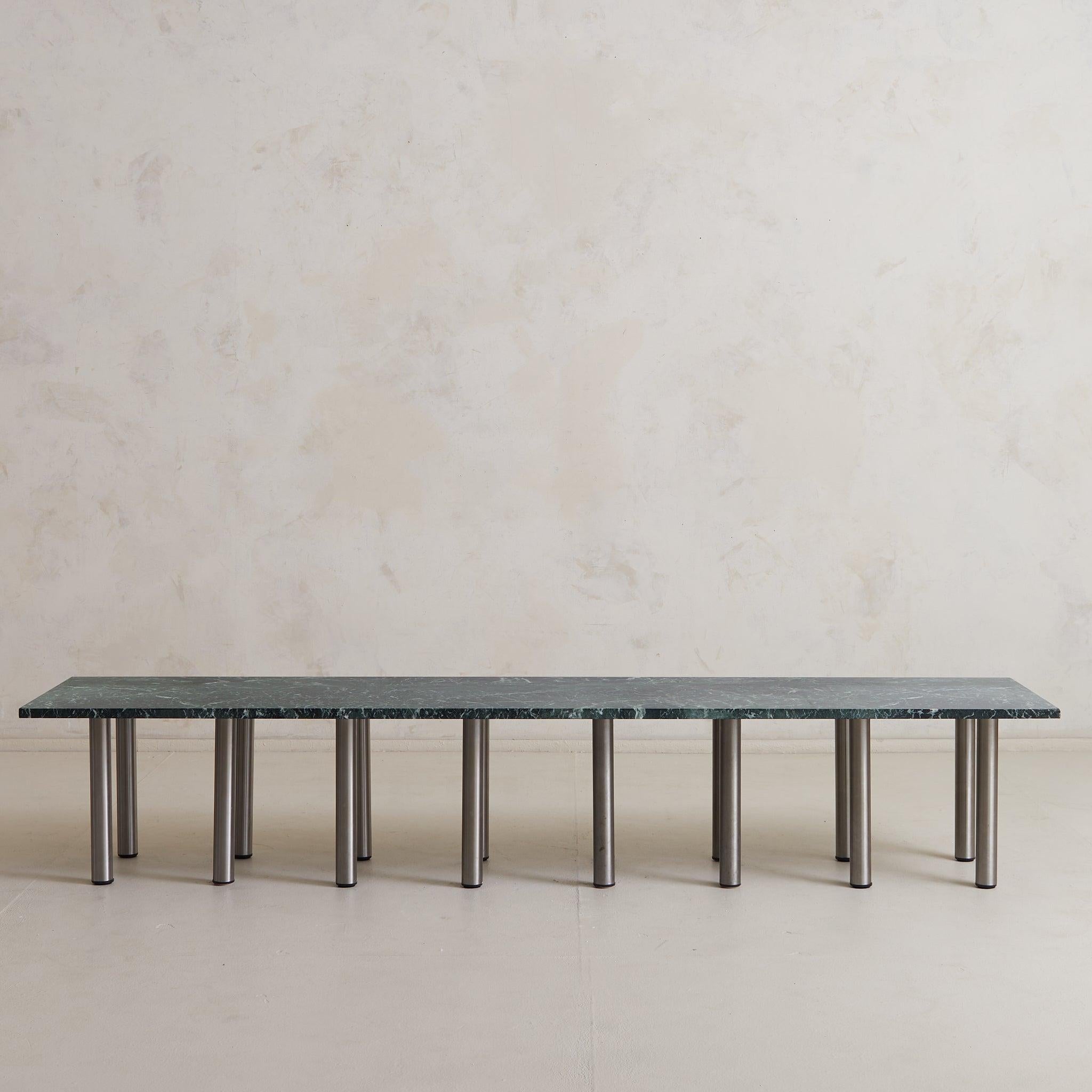 Modern Italian Made Table with Verde Green Marble, 1970s For Sale