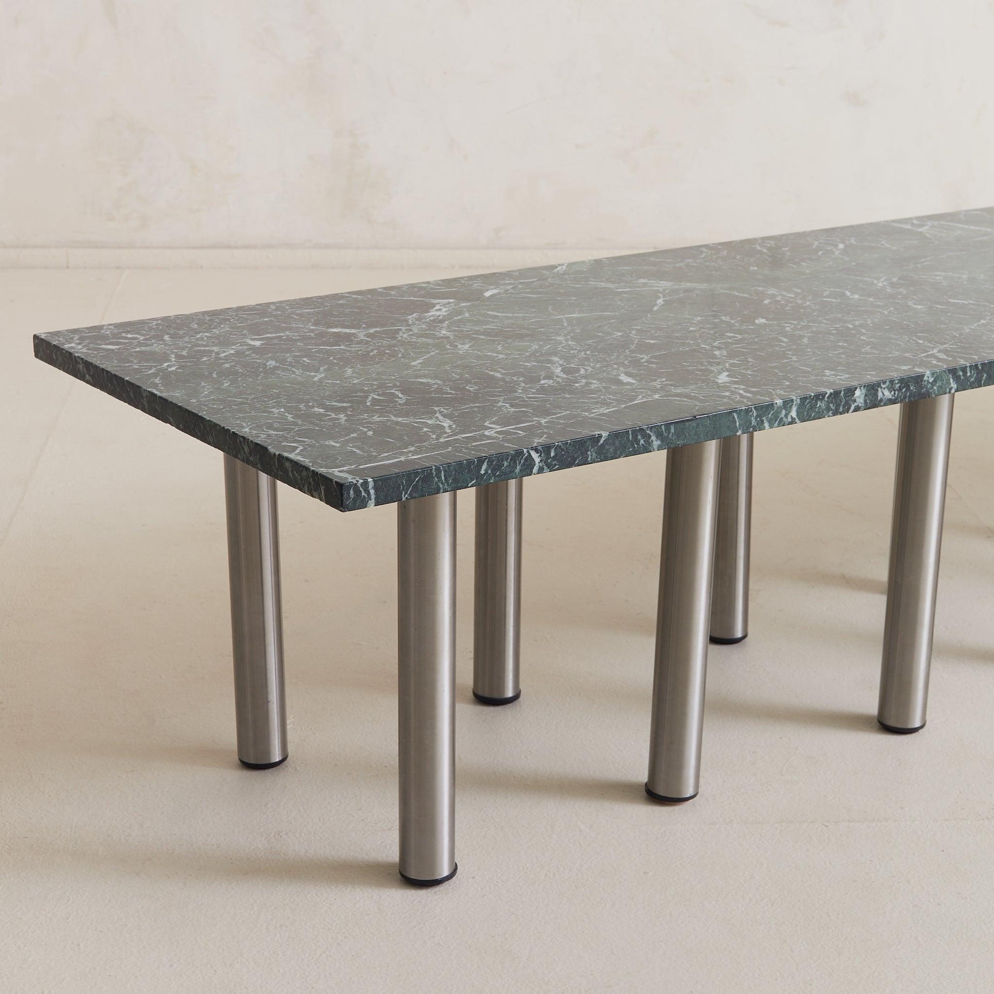Italian Made Table with Verde Green Marble, 1970s In Good Condition For Sale In Chicago, IL