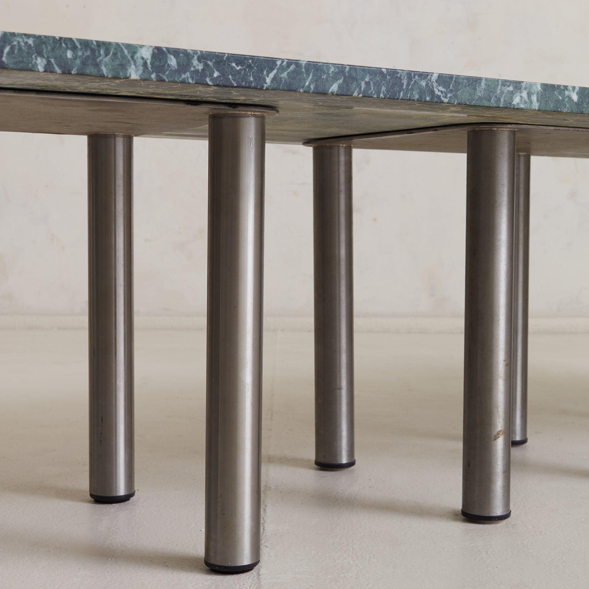 Late 20th Century Italian Made Table with Verde Green Marble, 1970s For Sale
