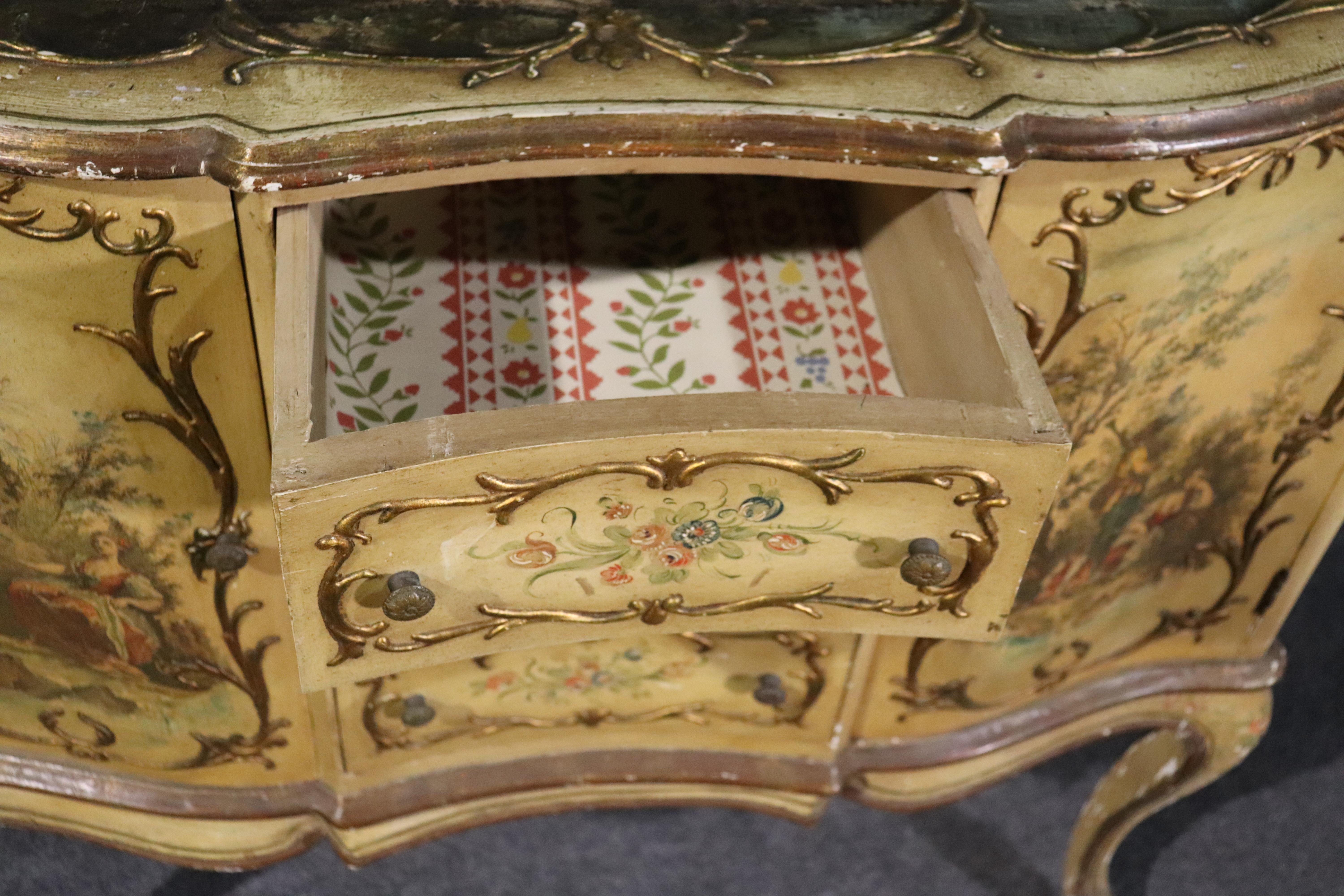 Italian-Made Vernis Martin French Louis XV Style Paint Decorated Buffet Commode For Sale 3