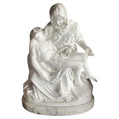 Antique Italian 'Madonna della Pietà' Marble Sculpture after Michelangelo