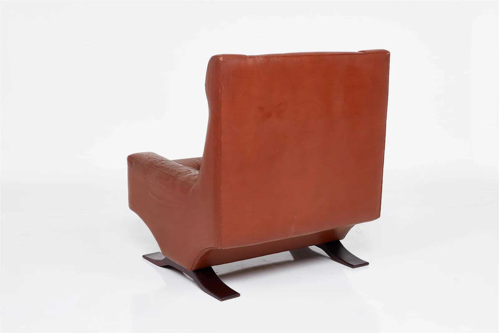 Mid-20th Century Italian Magister Lounge Chair and Ottoman by Franz Sartori for Flexform, c1960s For Sale