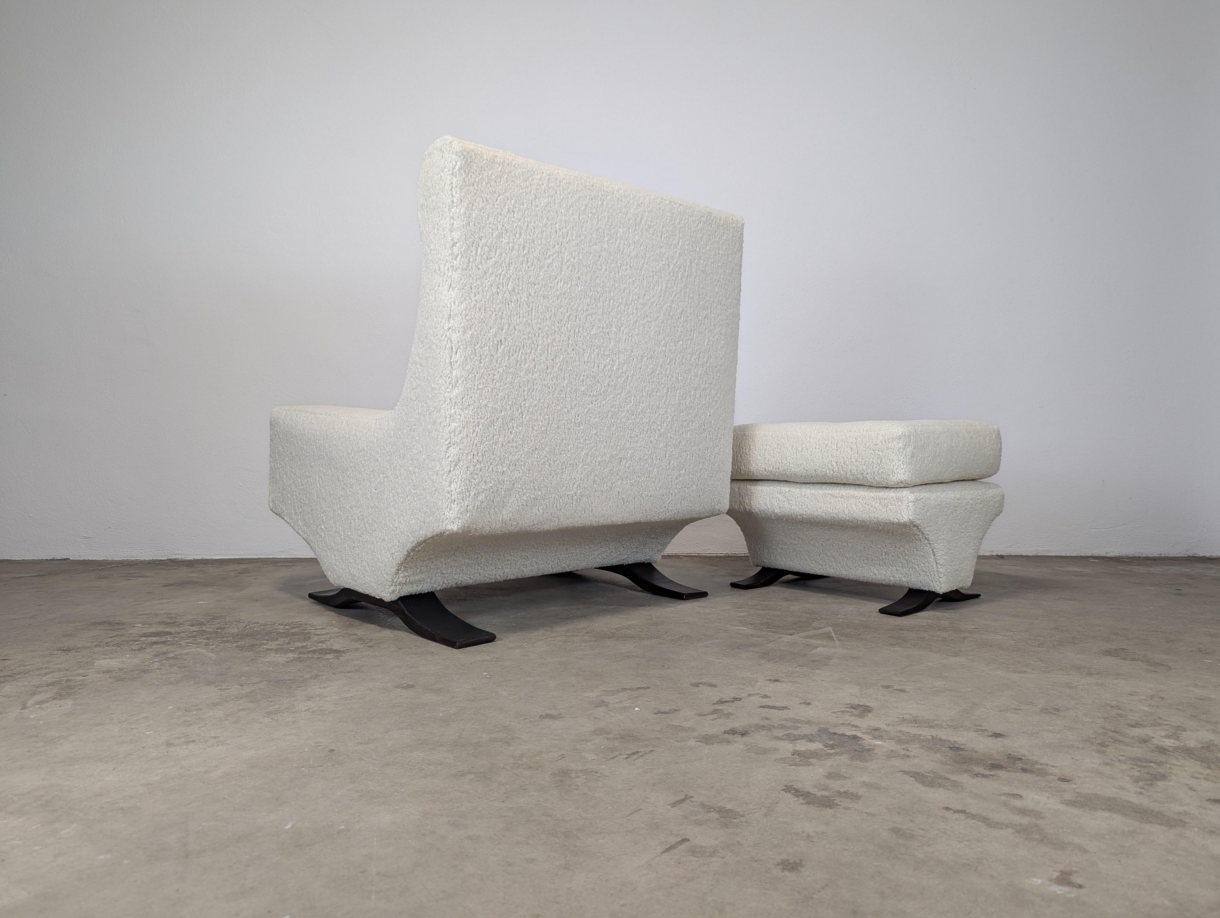 Wood Italian Magister Lounge Chair and Ottoman by Franz Sartori for Flexform, c1960s For Sale