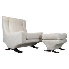 Italienischer Magister-Loungesessel und Ottomane aus Magister von Franz Sartori für Flexform, ca. 1960er Jahre