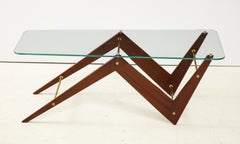 Italian Mahogany and Glass Coffee Table Attributed to Ico & Luisa Parisi