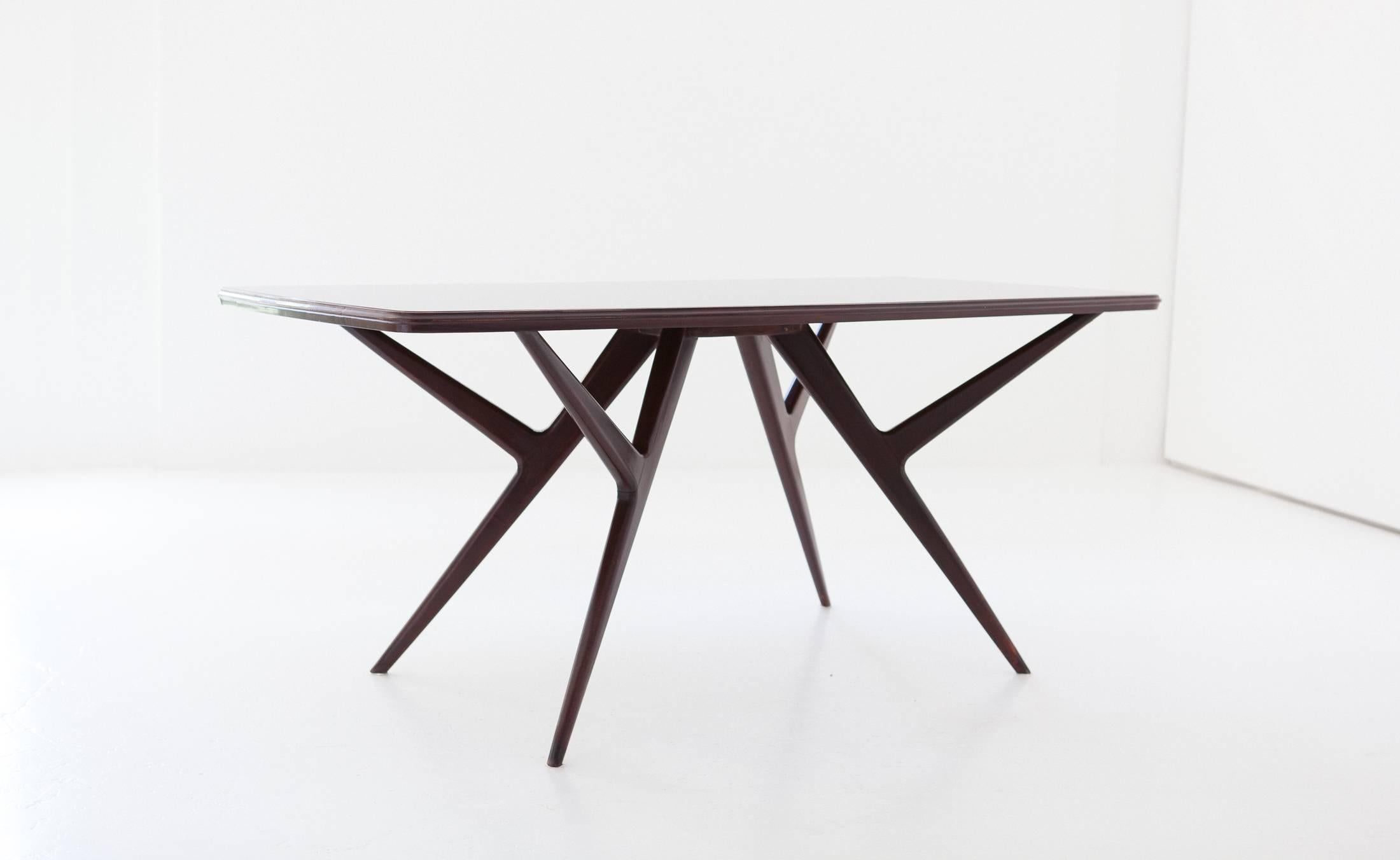 Italian Mahogany and Glass Top Modern Table, 1950s 2