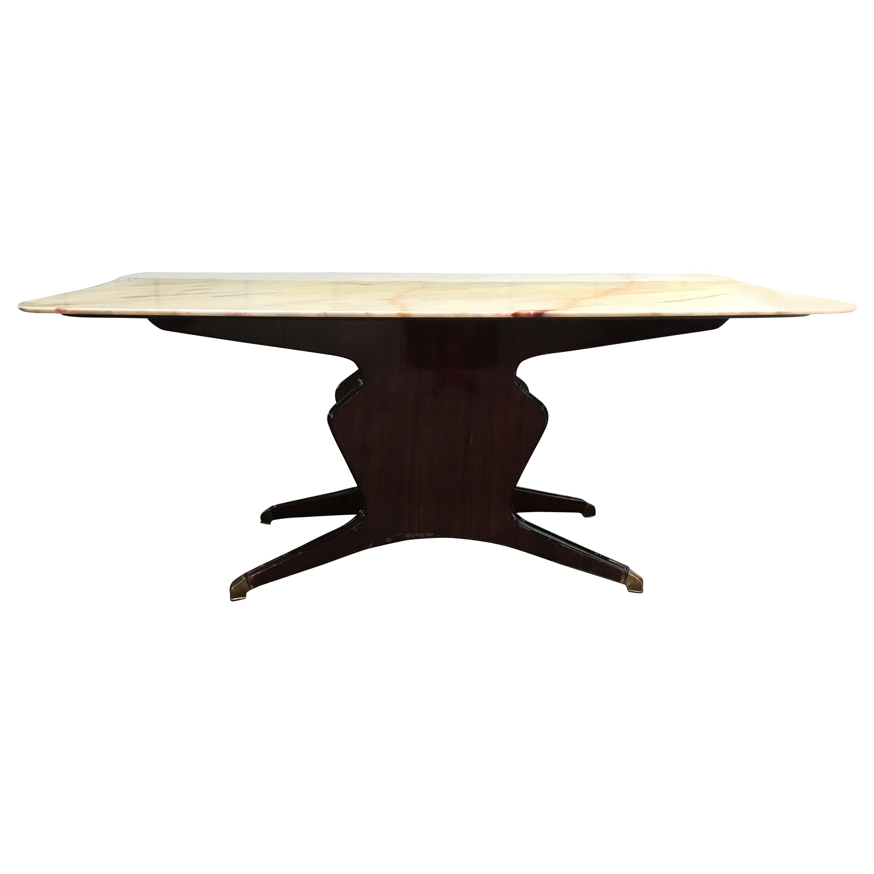 Italian Mahogany and Onyx Dining Table in the Style of Osvaldo Bosani, 1950s