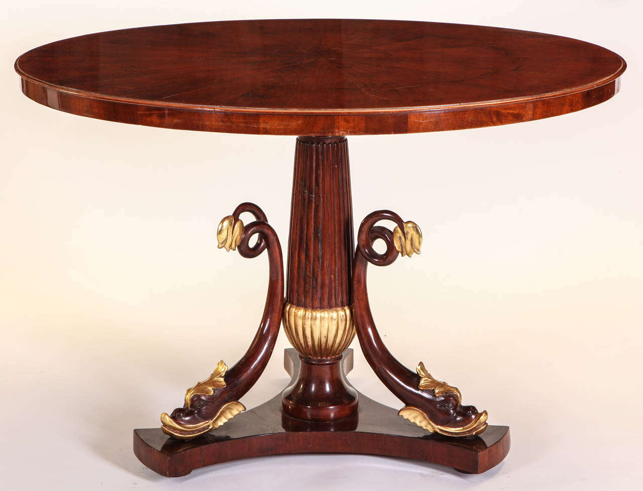 19th Century Italian Mahogany and Parcel-Gilt Centre Table, 1830 For Sale