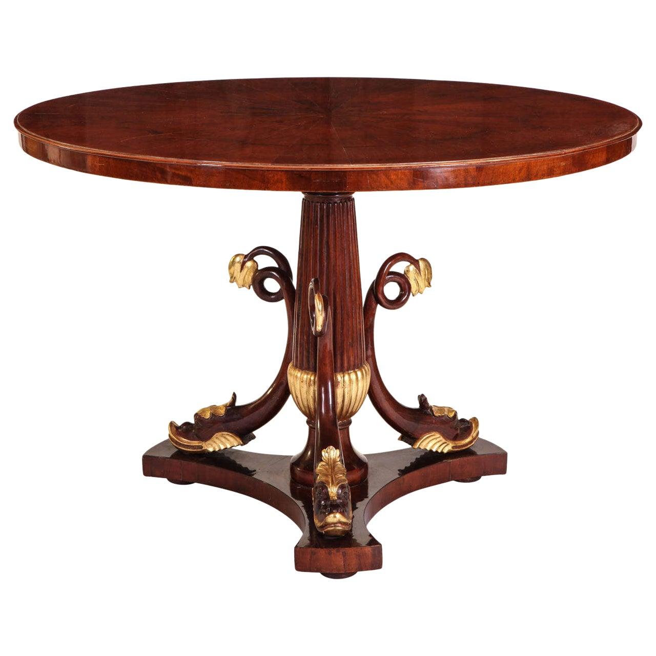 Italian Mahogany and Parcel-Gilt Centre Table, 1830 For Sale
