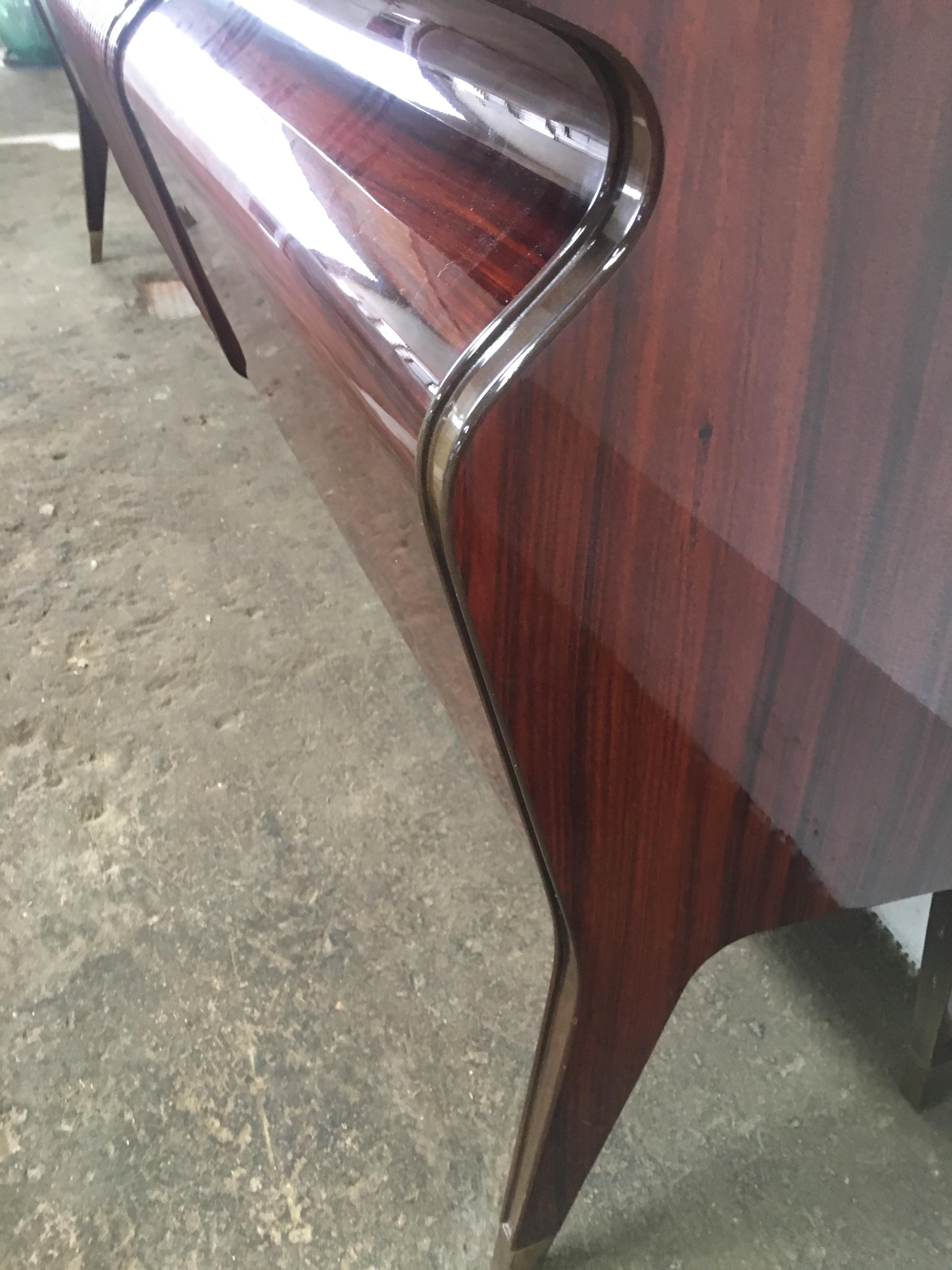 Italian Mahogany and Rosewood and Onyx Top Sideboard with Mirror by Borsani 9