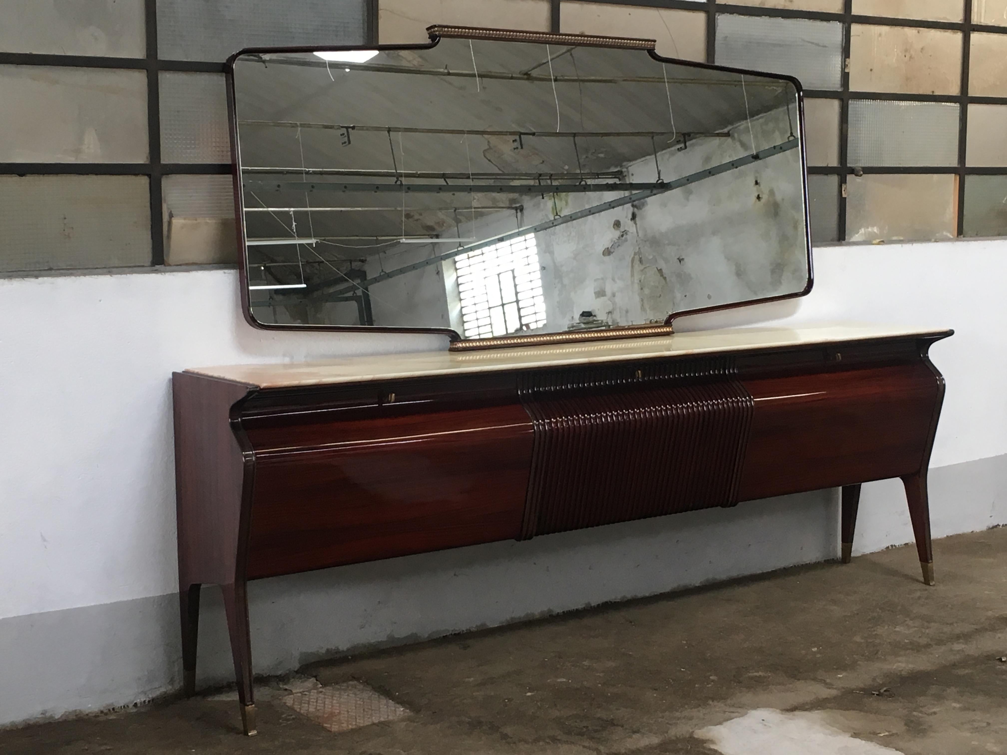 Italian Mahogany and Rosewood Borsani Cupboard Bar with Mirrored Interiors 12