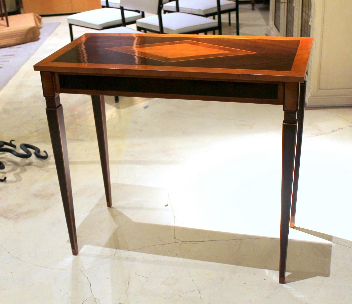 Italian Mahogany and Walnut Wood Narrow Louis XVI Style Console Tables 2