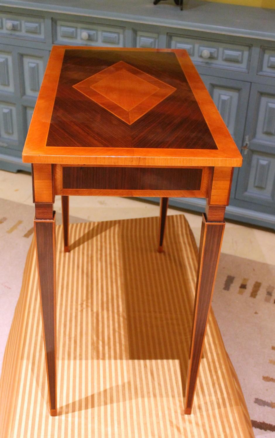 Italian Mahogany and Walnut Wood Narrow Louis XVI Style Console Tables 4