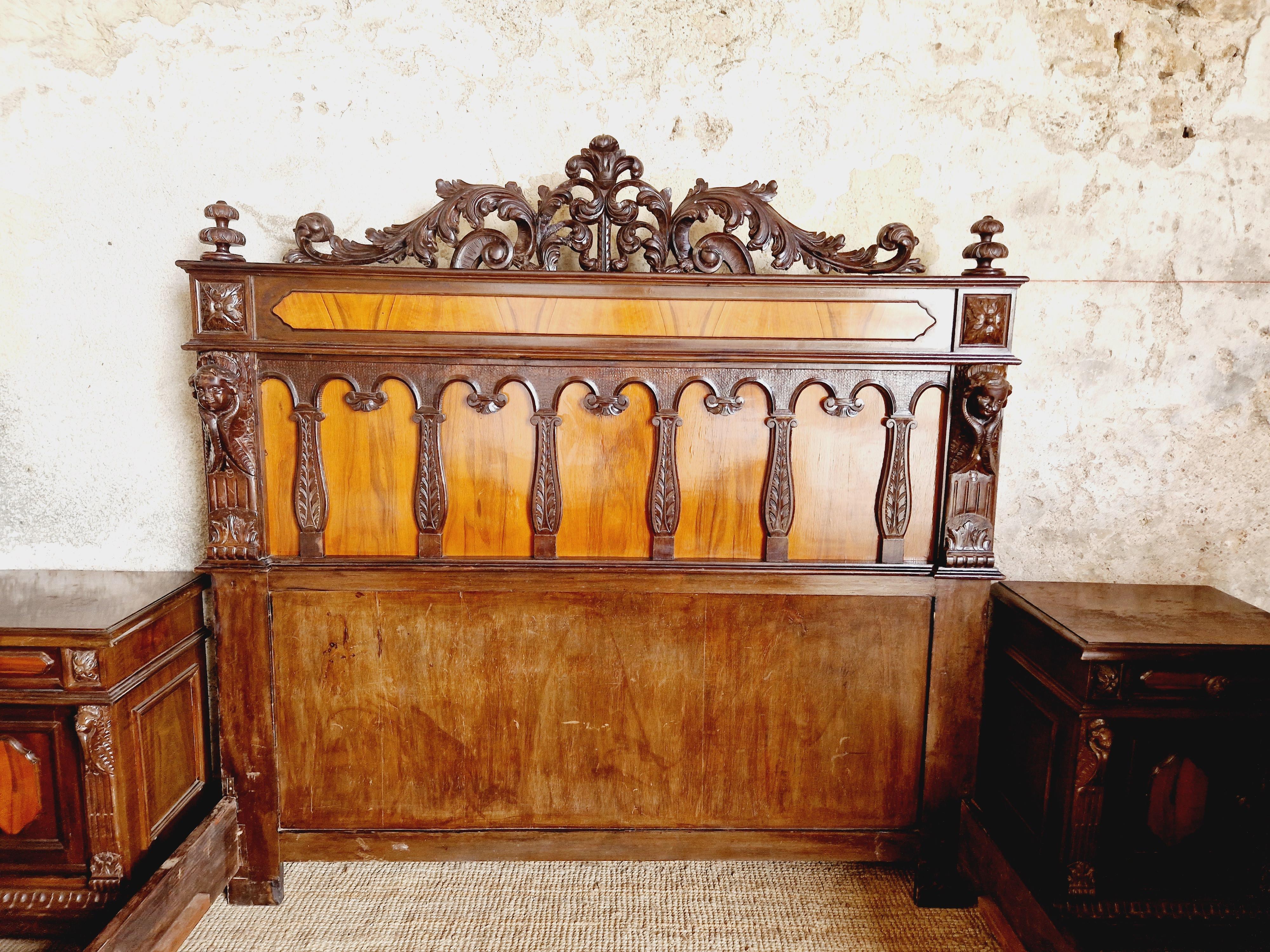 Antique Baroque Bedroom Set Italian 19th Century For Sale 2