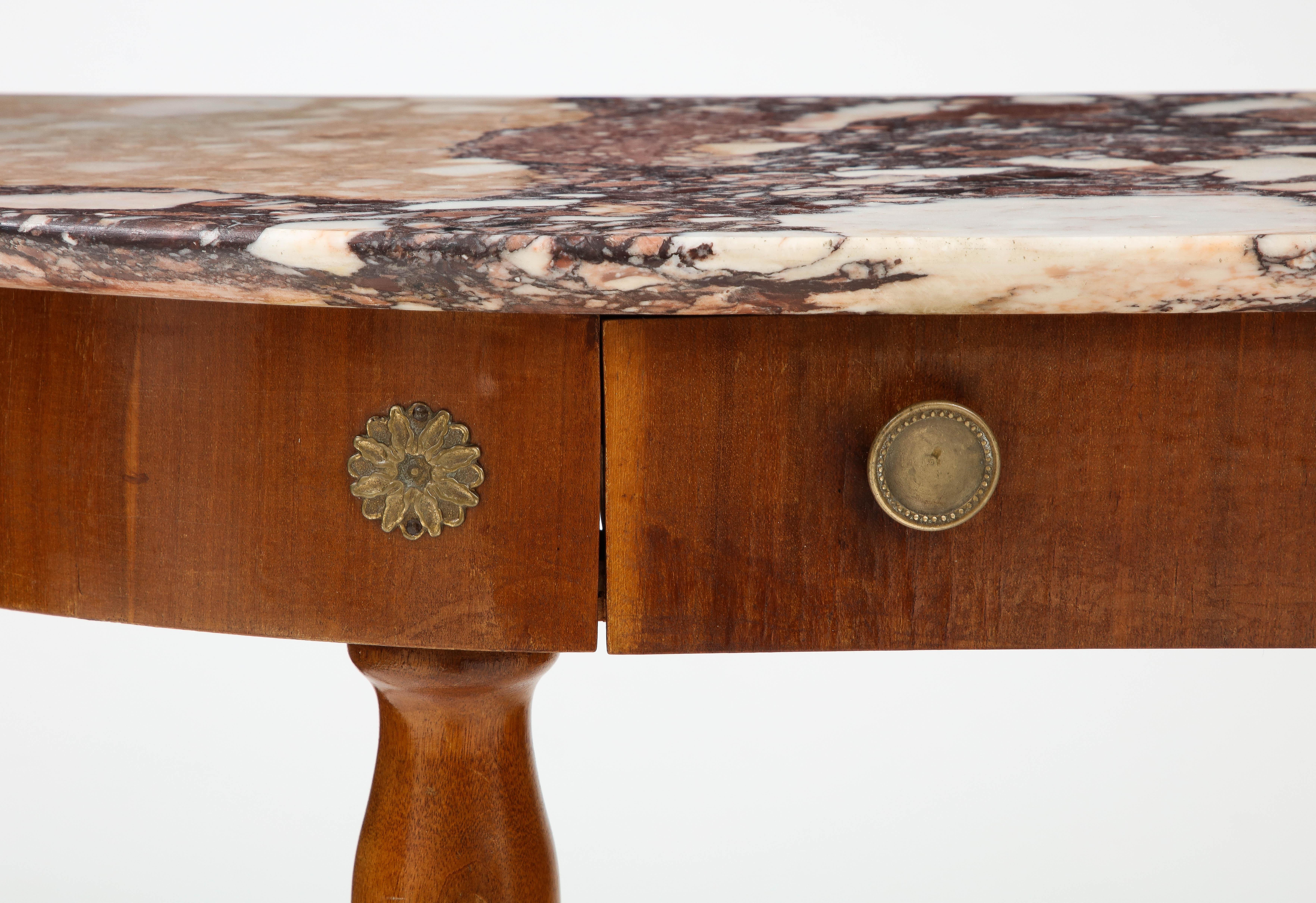 Italian Mahogany Console Table with Marble Top, Italy, circa 1940  In Good Condition In New York, NY