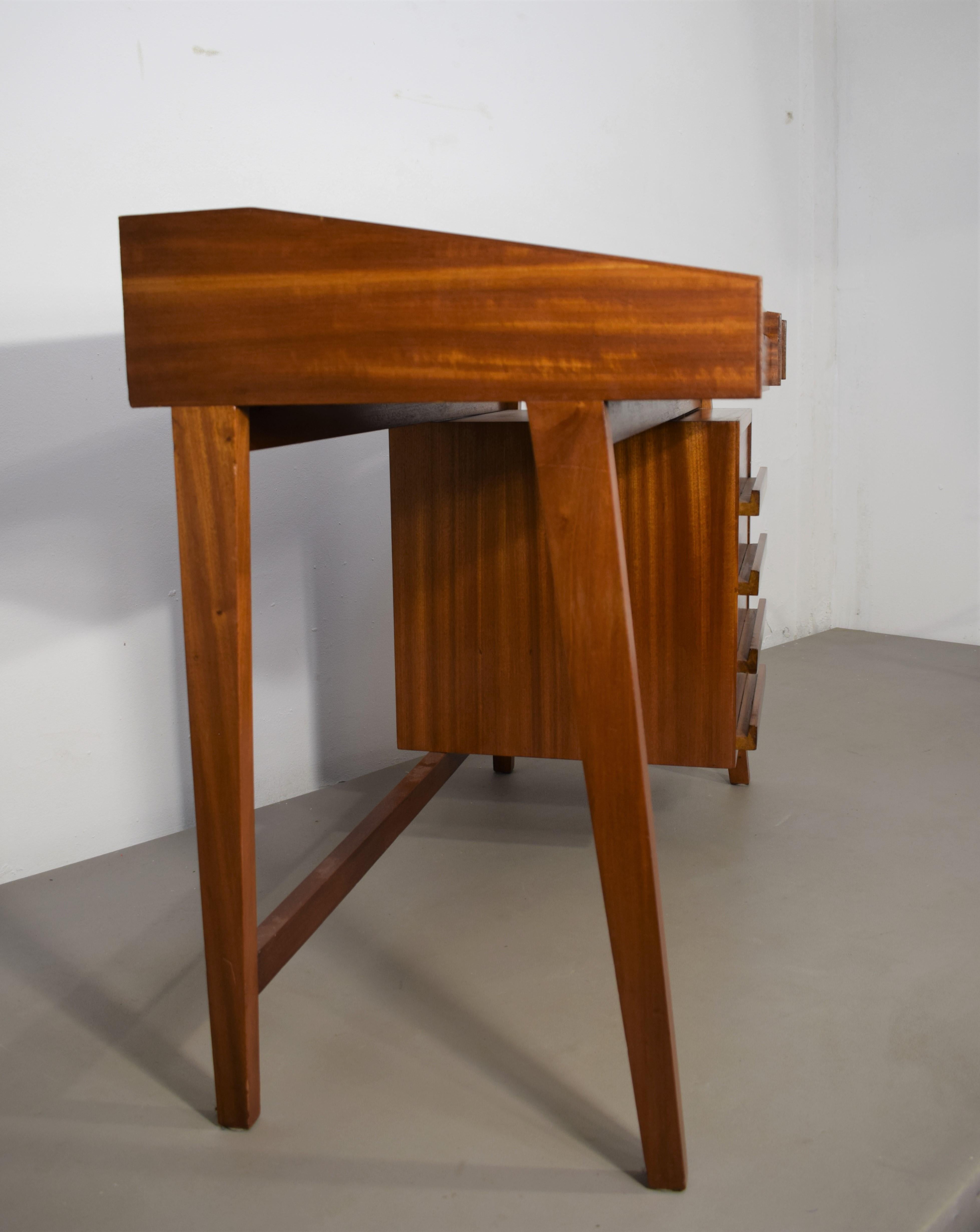 Mid-Century Modern Italian Mahogany Desk, 1960s For Sale