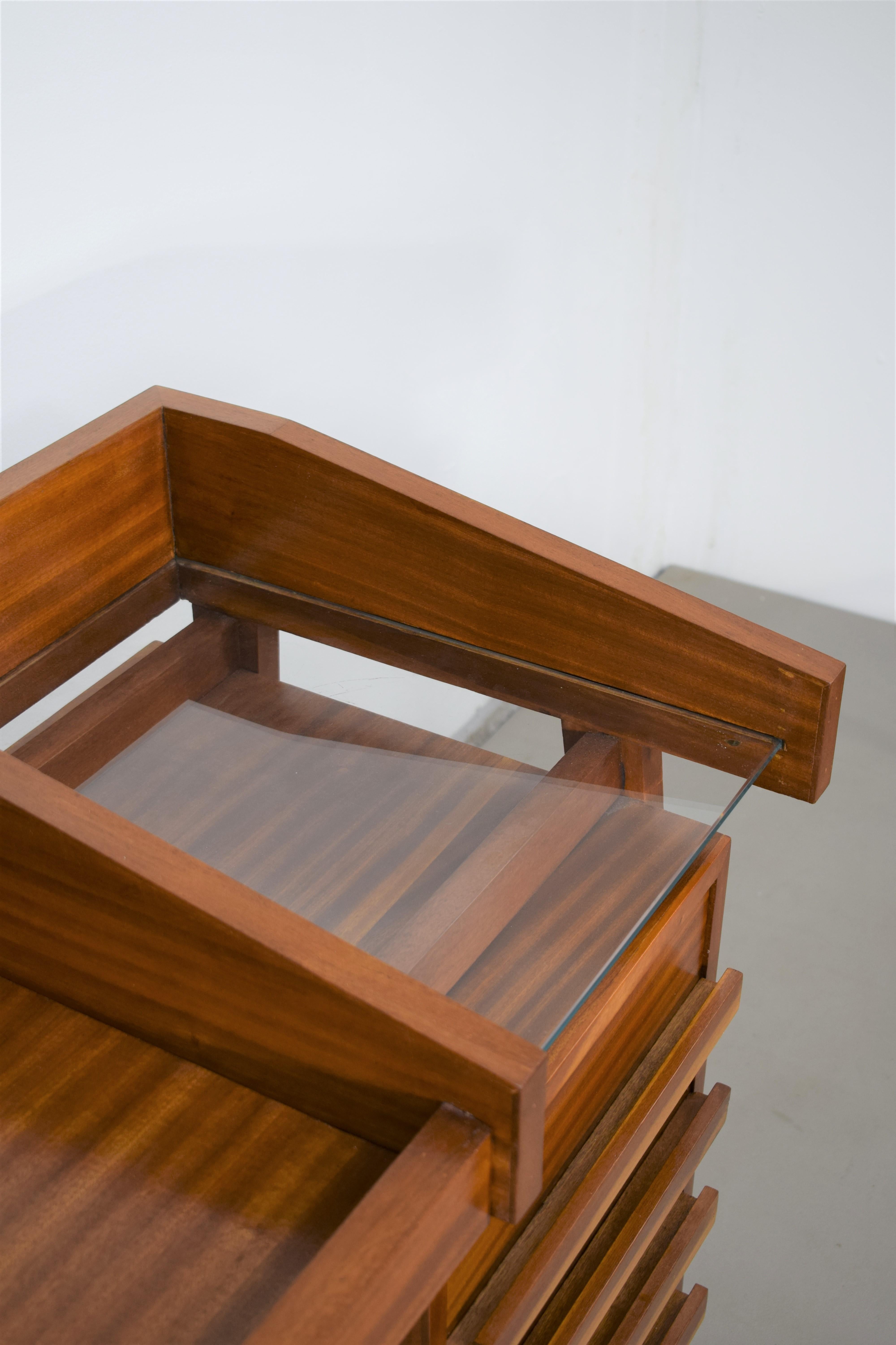 Wood Italian Mahogany Desk, 1960s For Sale